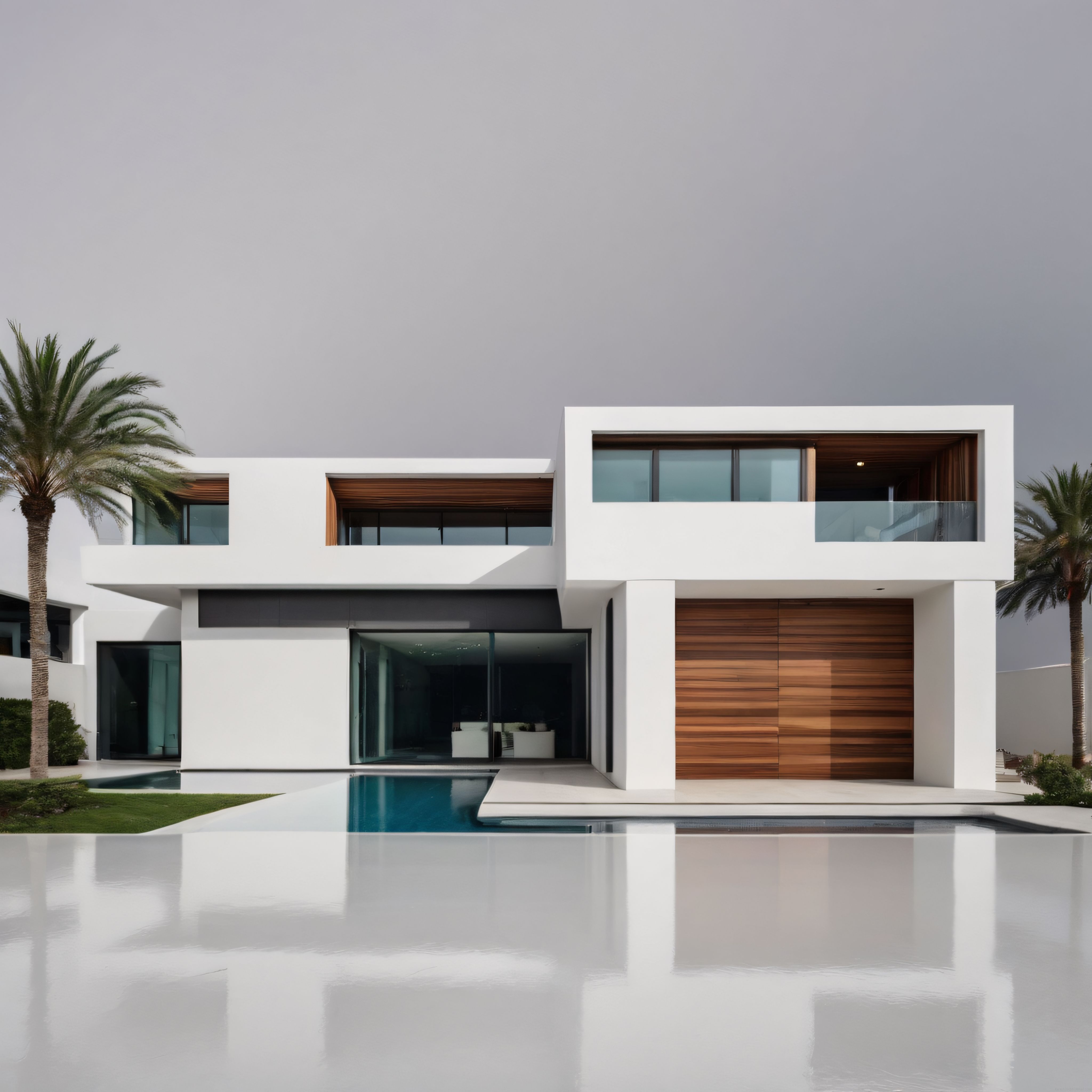 Beyaz Cepheli Modern Villa, Havuz ve Palmiyelerle Lüks Yaşam Alanı