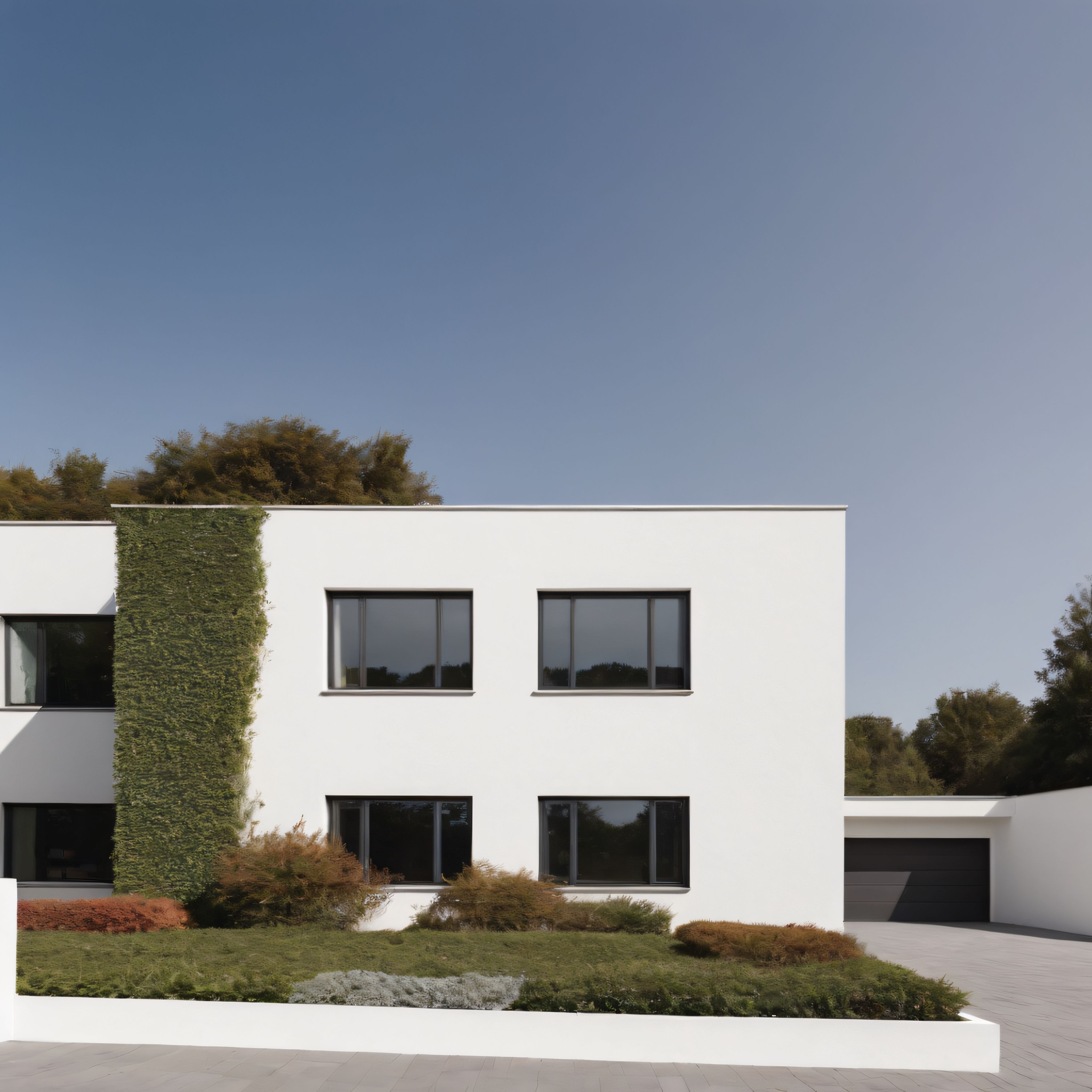 Beyaz Cepheli ve Dikey Bahçe Detaylı Minimalist Modern Villa Tasarımı
