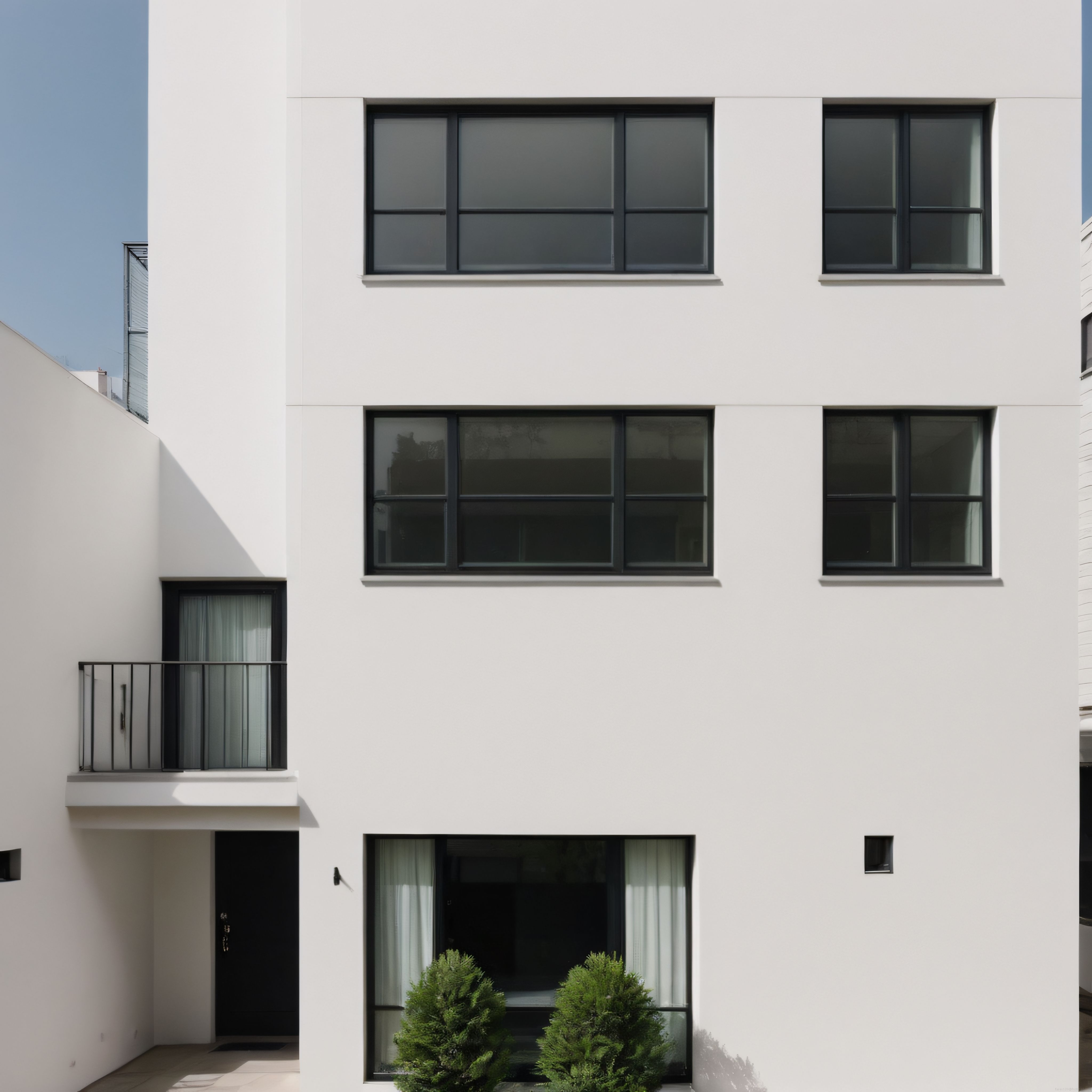Beyaz Cepheli ve Siyah Pencereli Modern Minimalist Mimari Konut Tasarımı