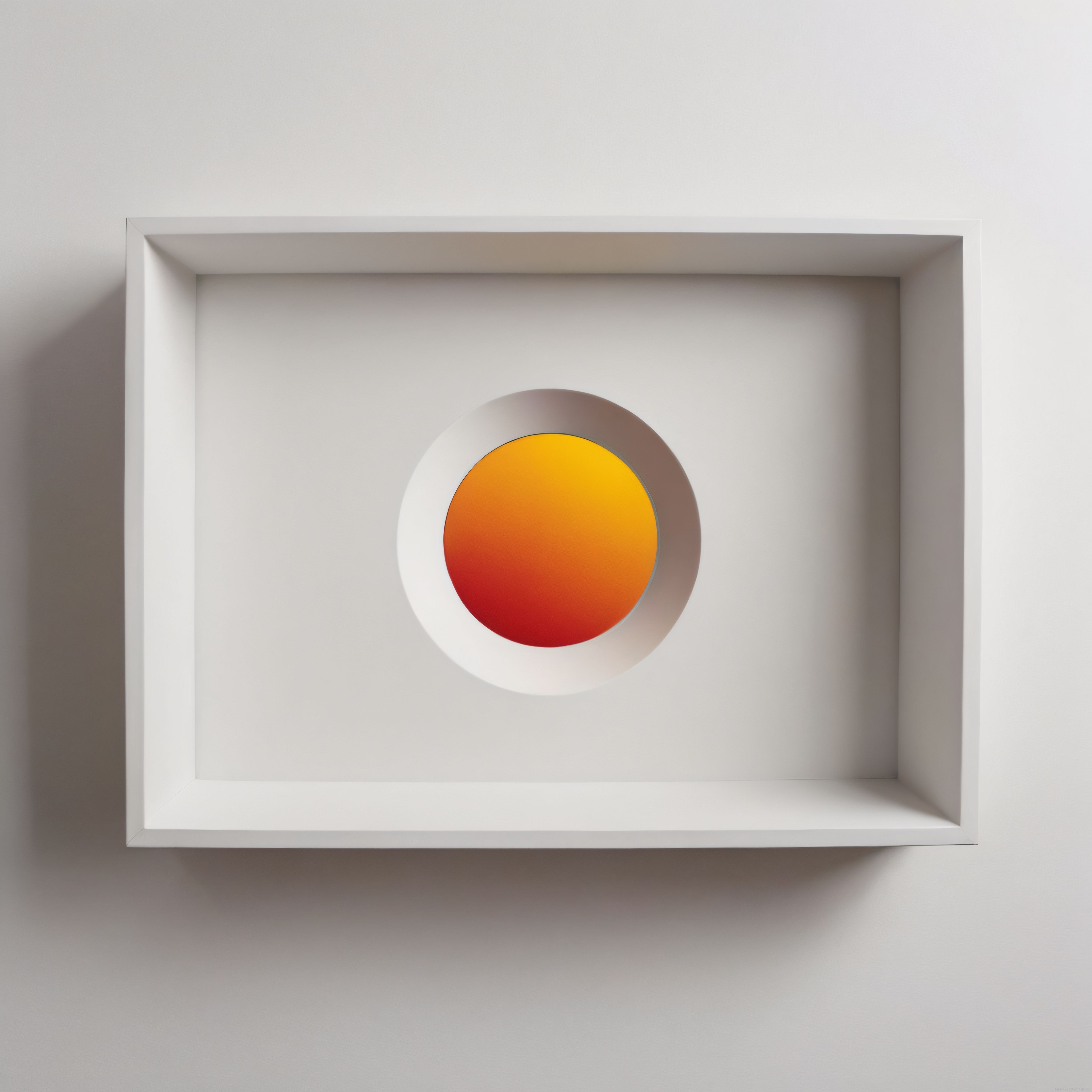 Beyaz Çerçevede Dairesel Oyuk: Minimalist Duvar Sanatı ve Optik İllüzyon