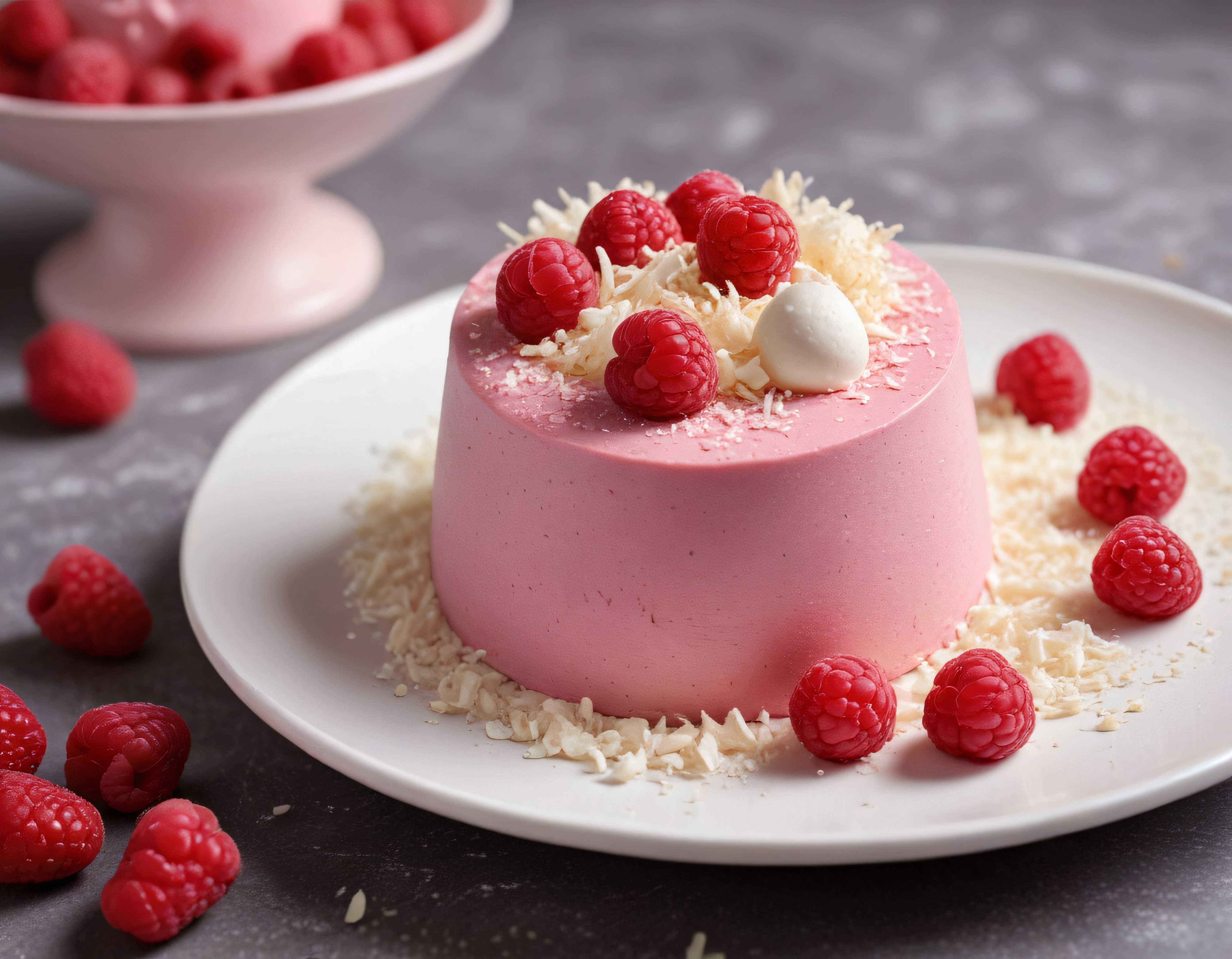 Beyaz Çikolata ve Ahududu Süslemeli Kremalı Pembe Pasta Görseli