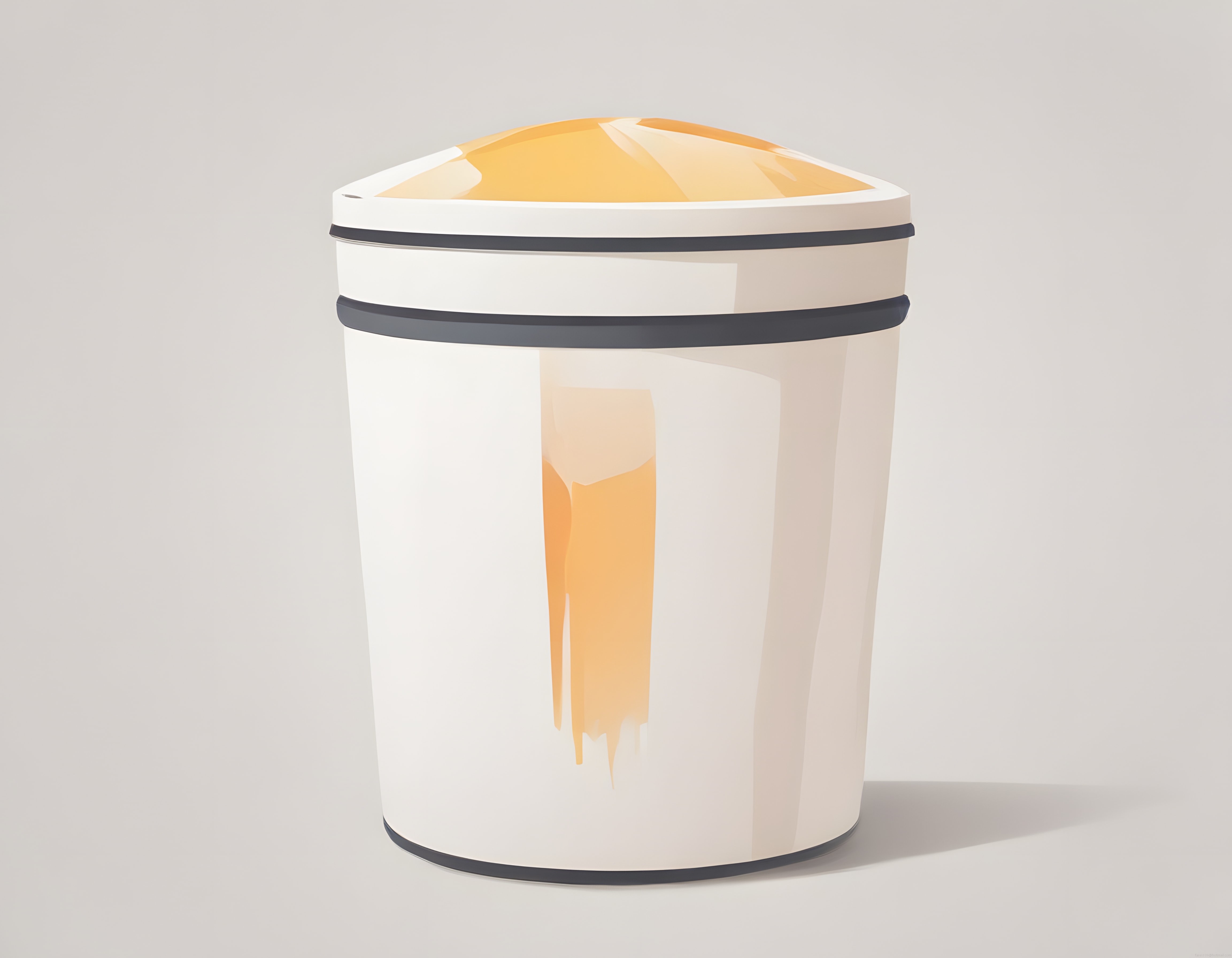 Beyaz Çöp Kovası Üzerinde Turuncu Leke: 3D Render Minimalist Tasarım