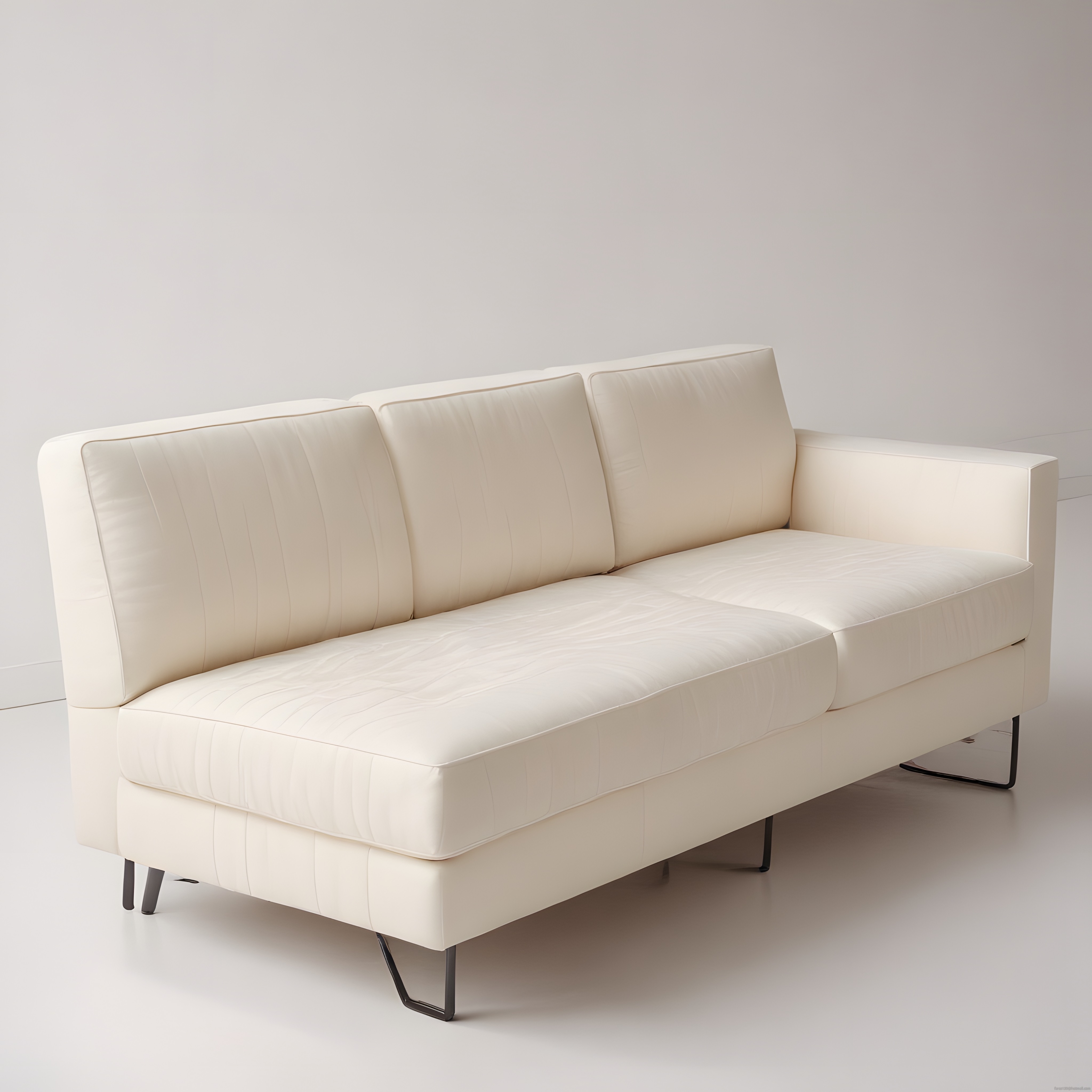 Beyaz Deri Görünümlü Modern Kanepe ile Minimalist Salon Dekorasyonu