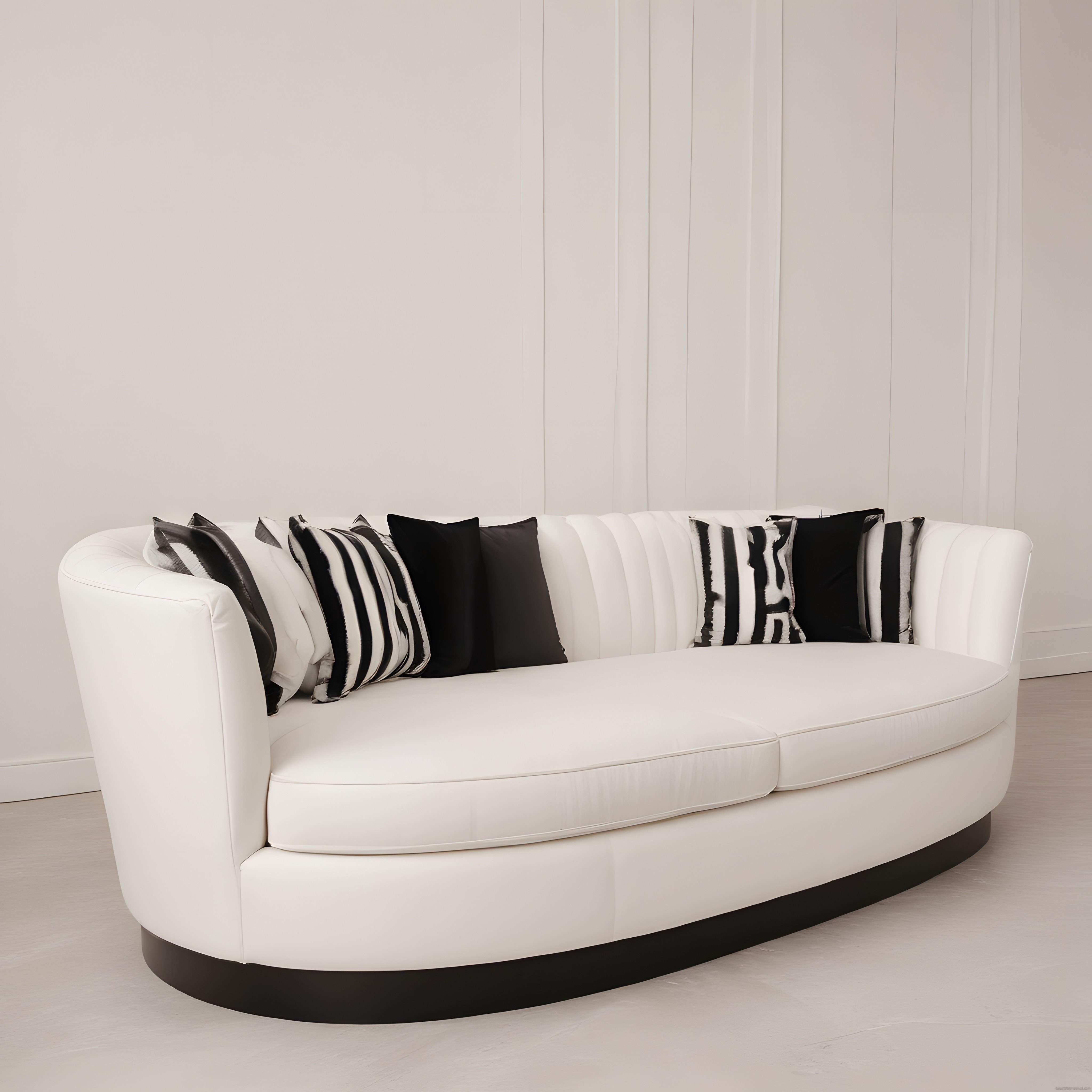 Beyaz Deri Kanepe ve Desenli Yastıklarla Lüks Modern Salon Dekorasyonu
