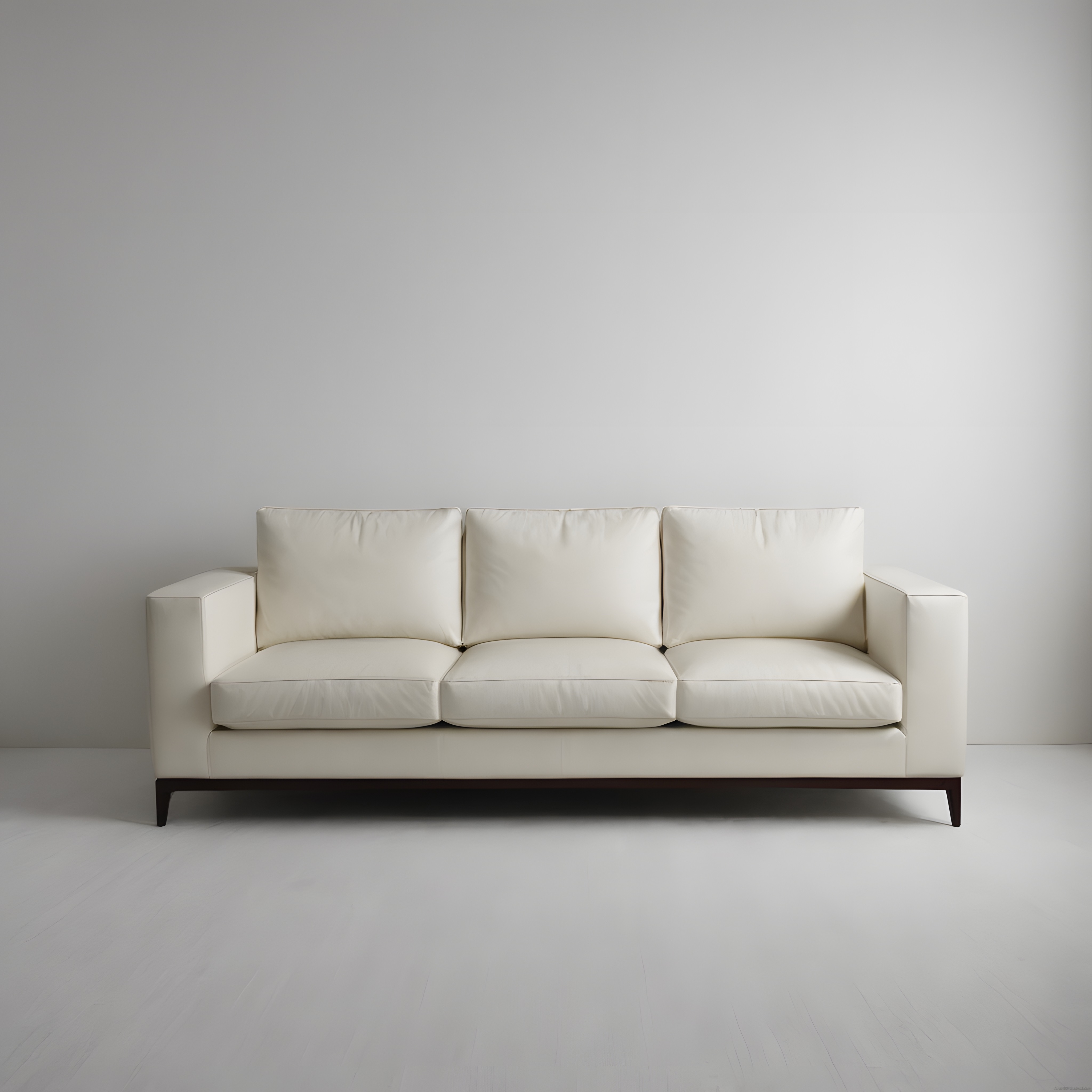 Beyaz deri kanepe ve modern üçlü koltuk ile minimalist salon dekorasyonu