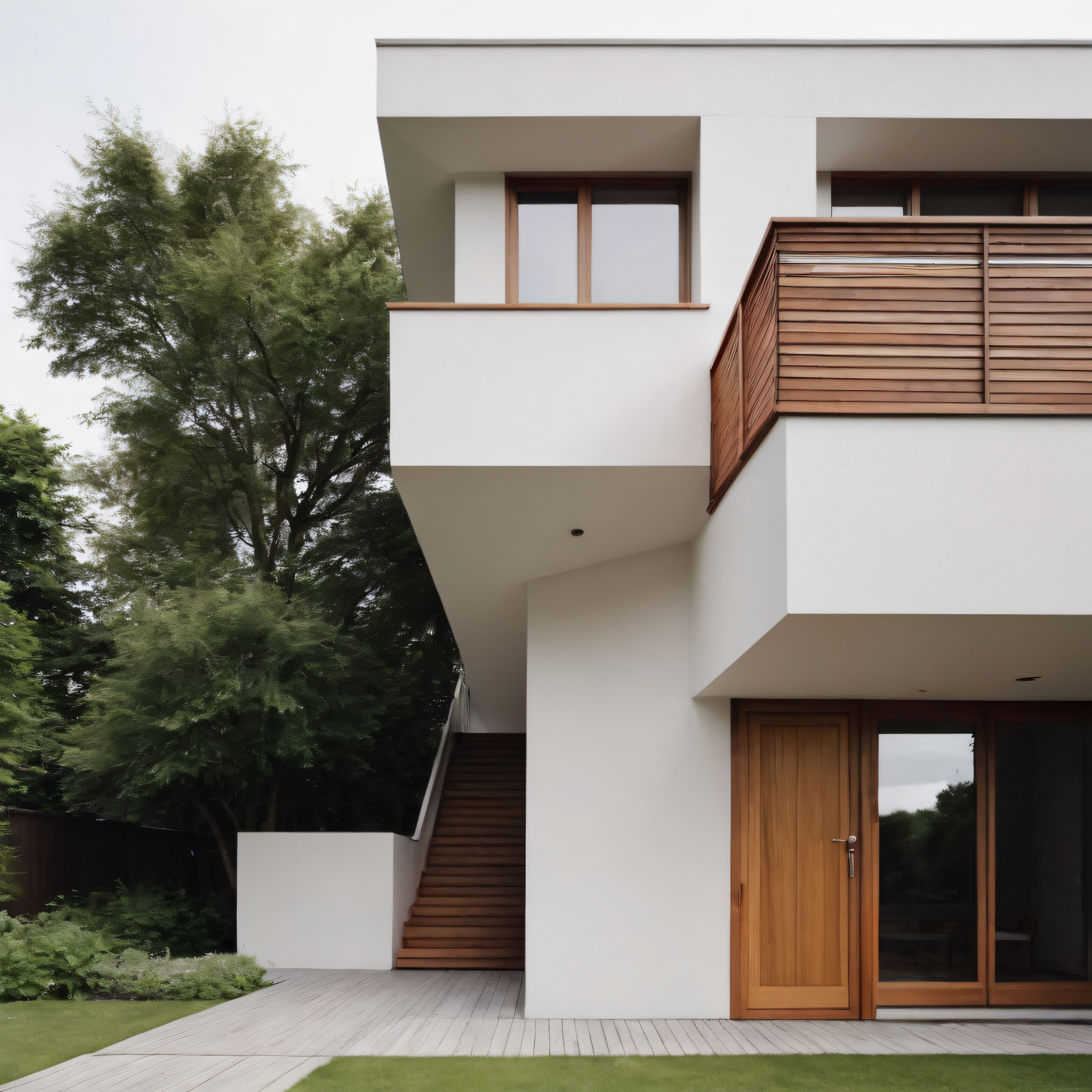 Beyaz Duvarlar ve Ahşap Detaylarla Doğayla Uyumlu Modern Villa Mimarisi