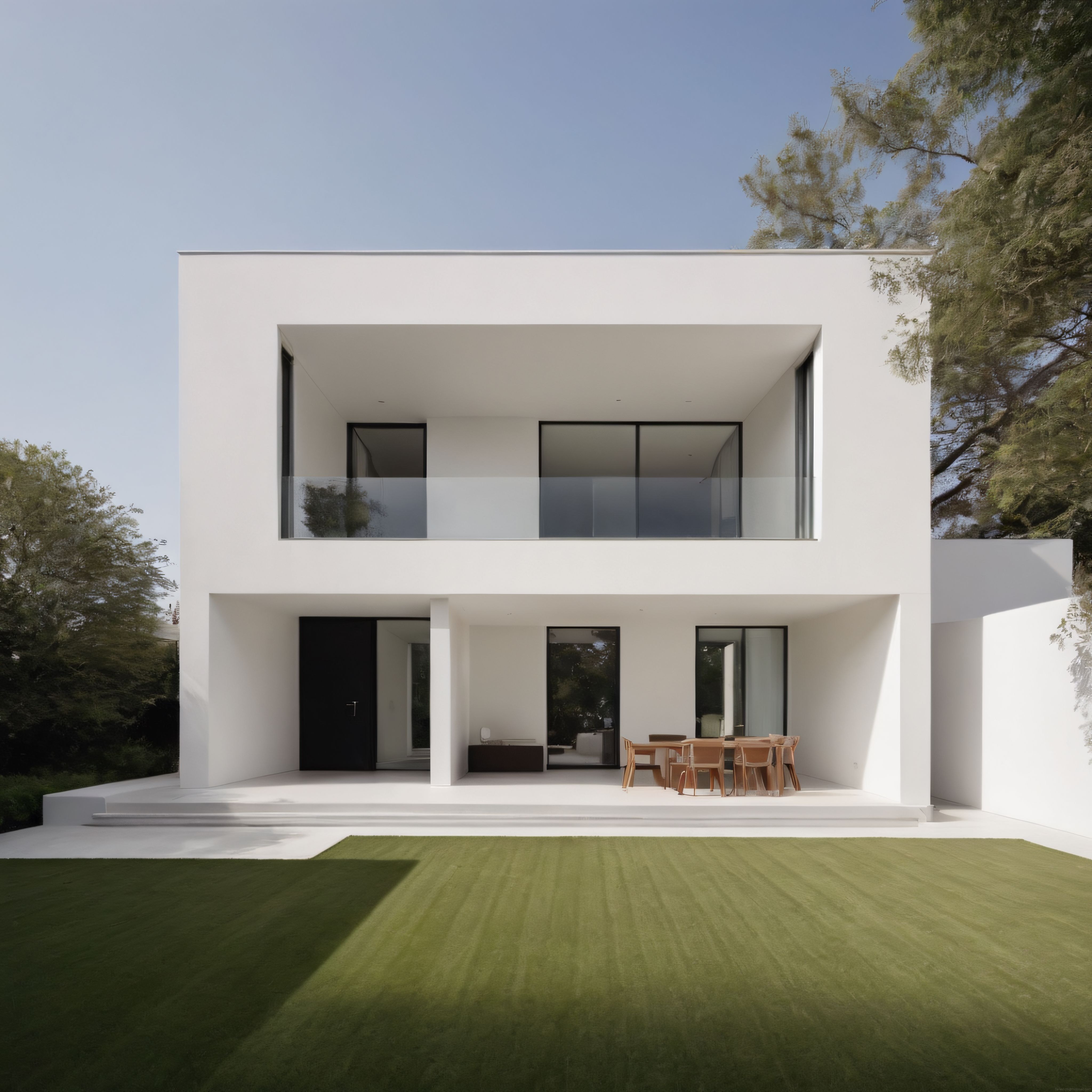 Beyaz Duvarları ve Cam Detaylarıyla Modern ve Minimalist Villa Tasarımı
