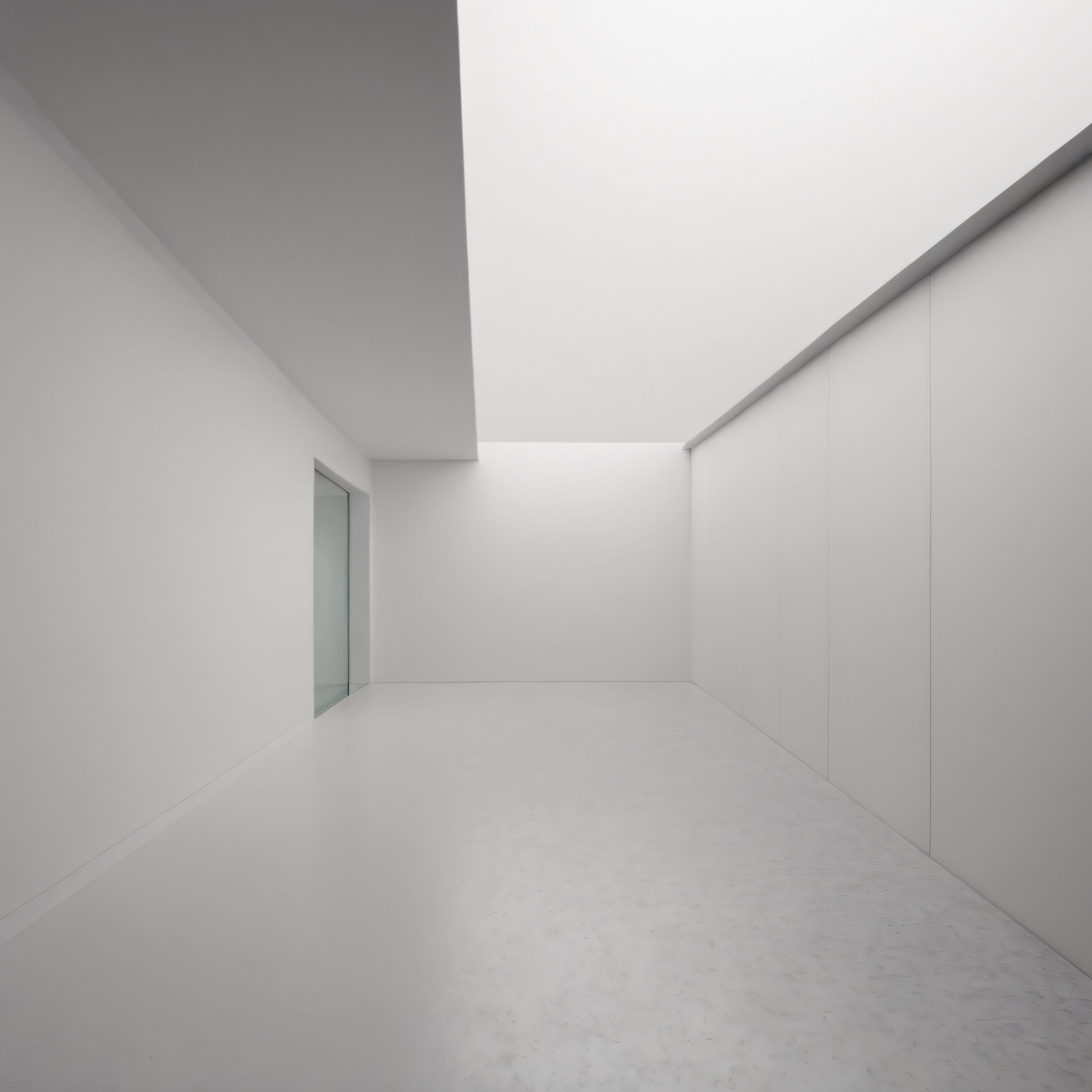Beyaz Duvarları ve Doğal Üst Işığıyla Ferah Minimalist Mimari İç Mekan