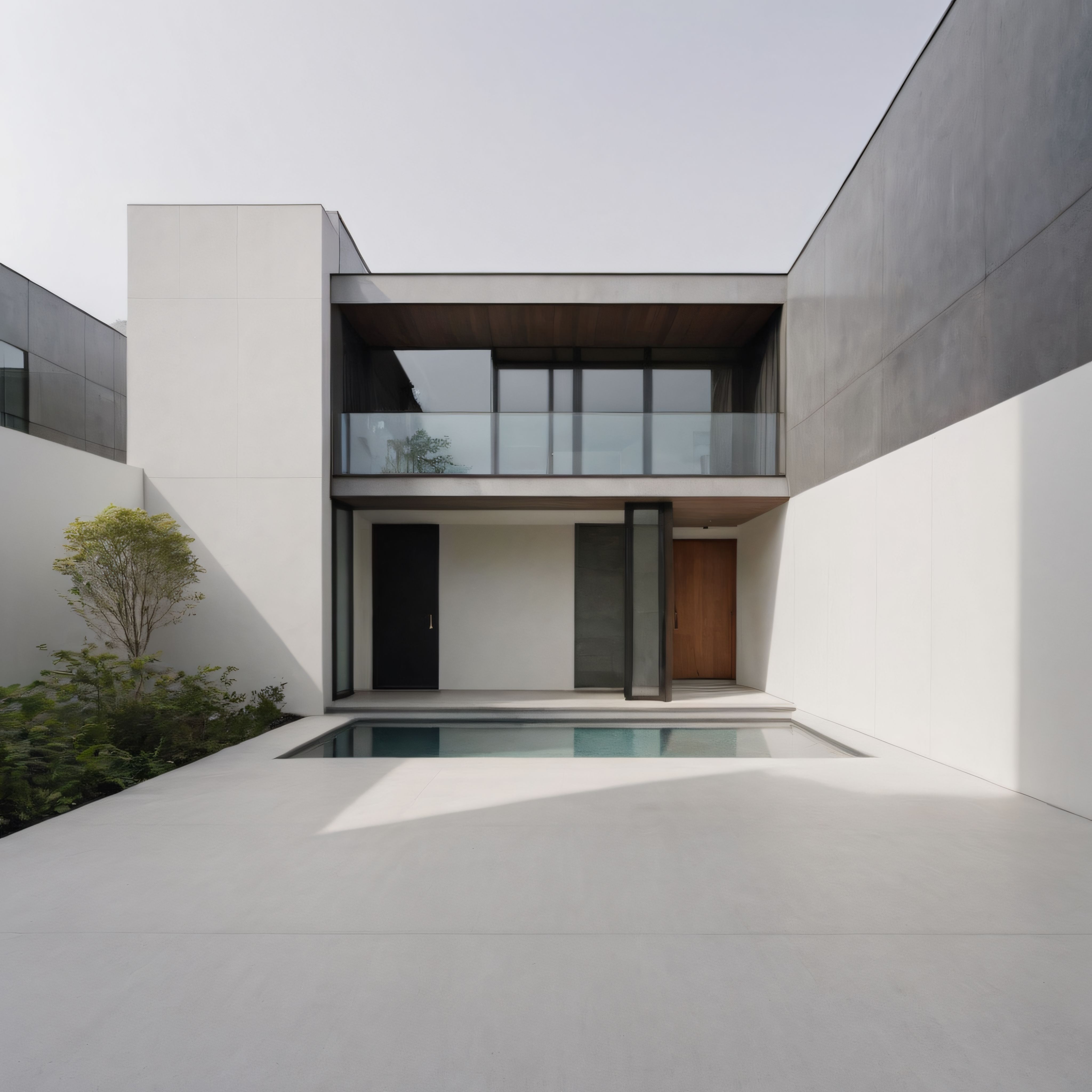 Beyaz Duvarlarla Çevrili Sessiz ve Modern Minimalist Yaşam Alanı