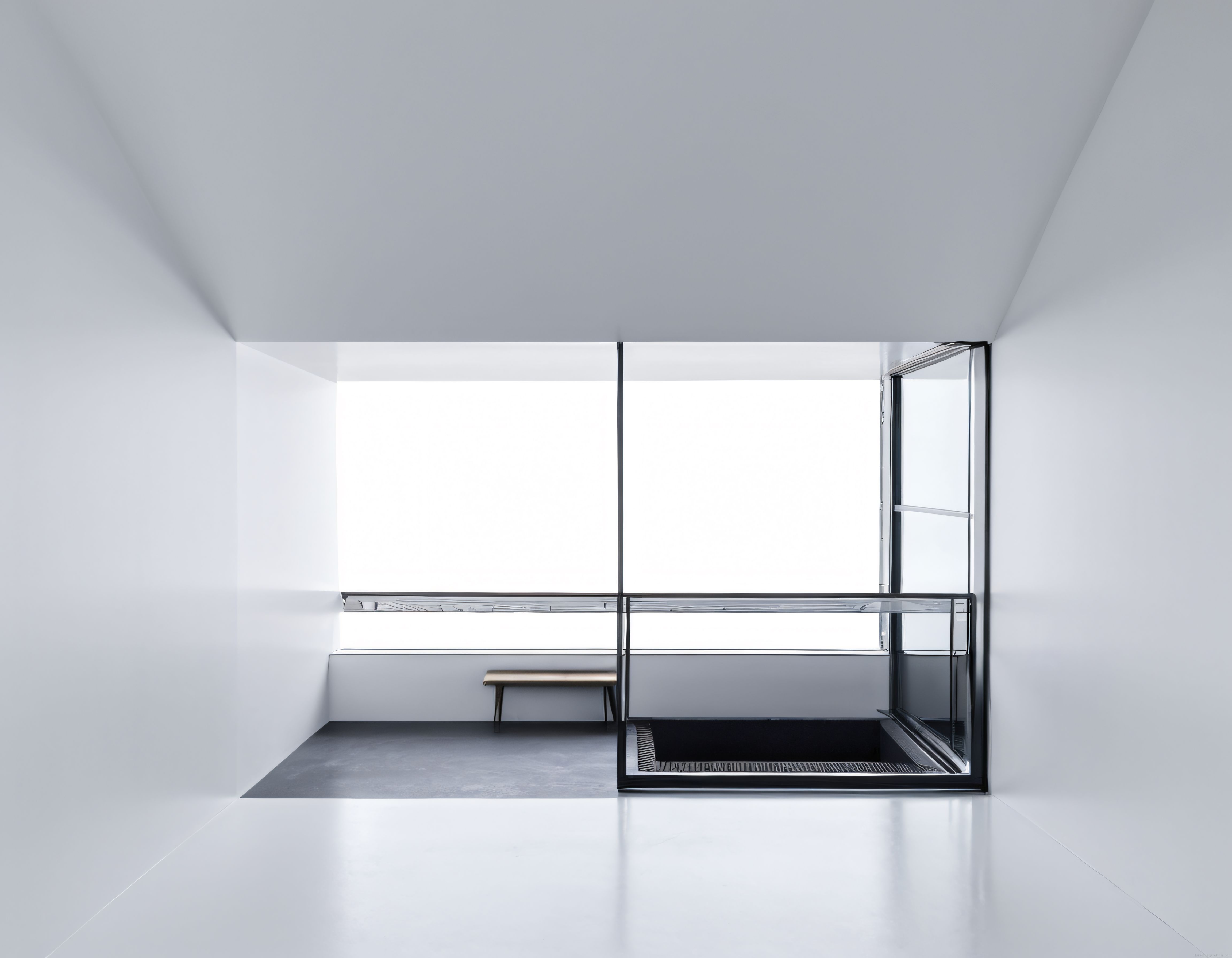 Beyaz Duvarlı Cam Detaylı Minimalist İç Mekan ve Modern Mimari Tasarım