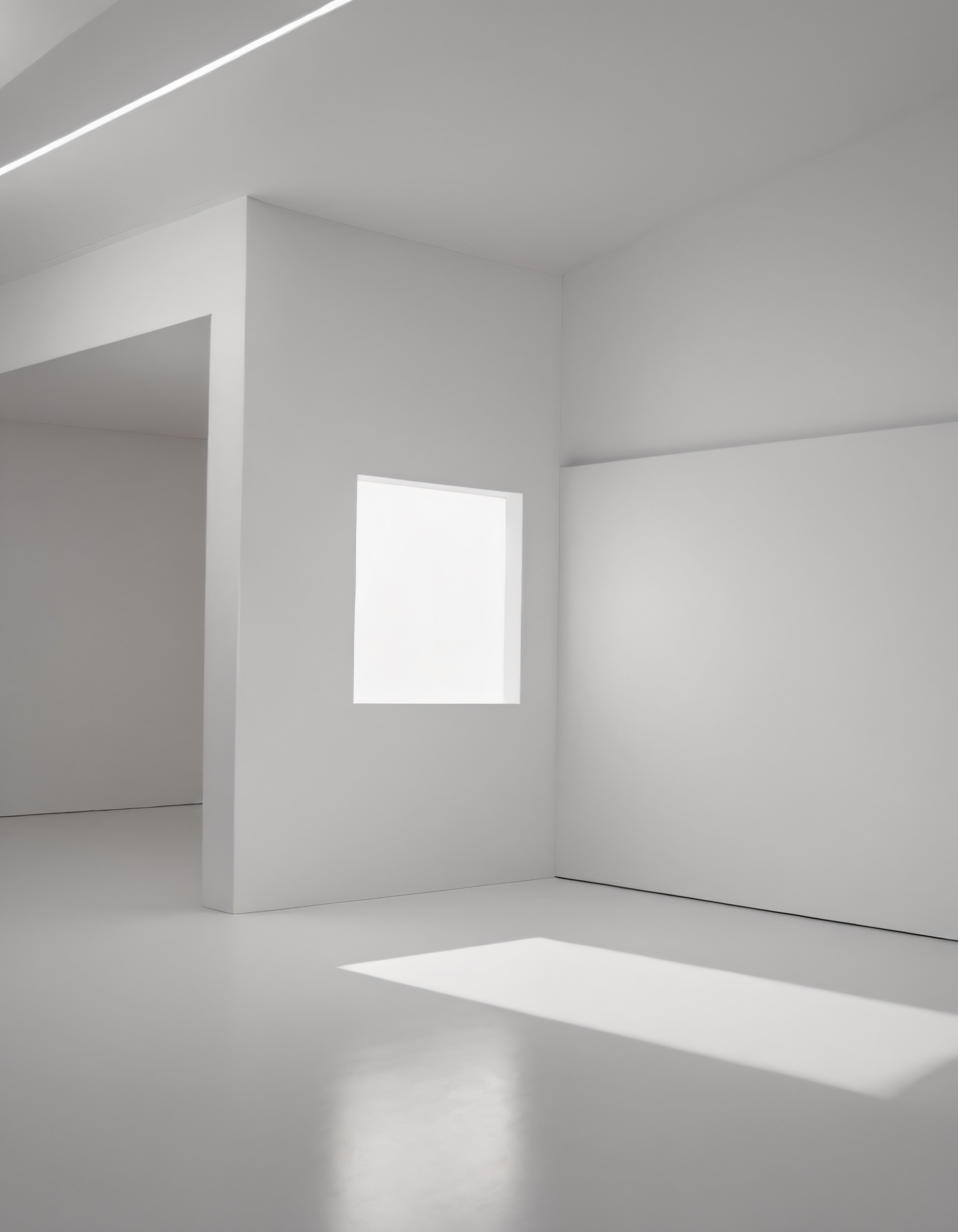 Beyaz Duvarlı Minimalist İç Mekan, Doğal Işığın Yansımasıyla Ferah Bir Atmosfer