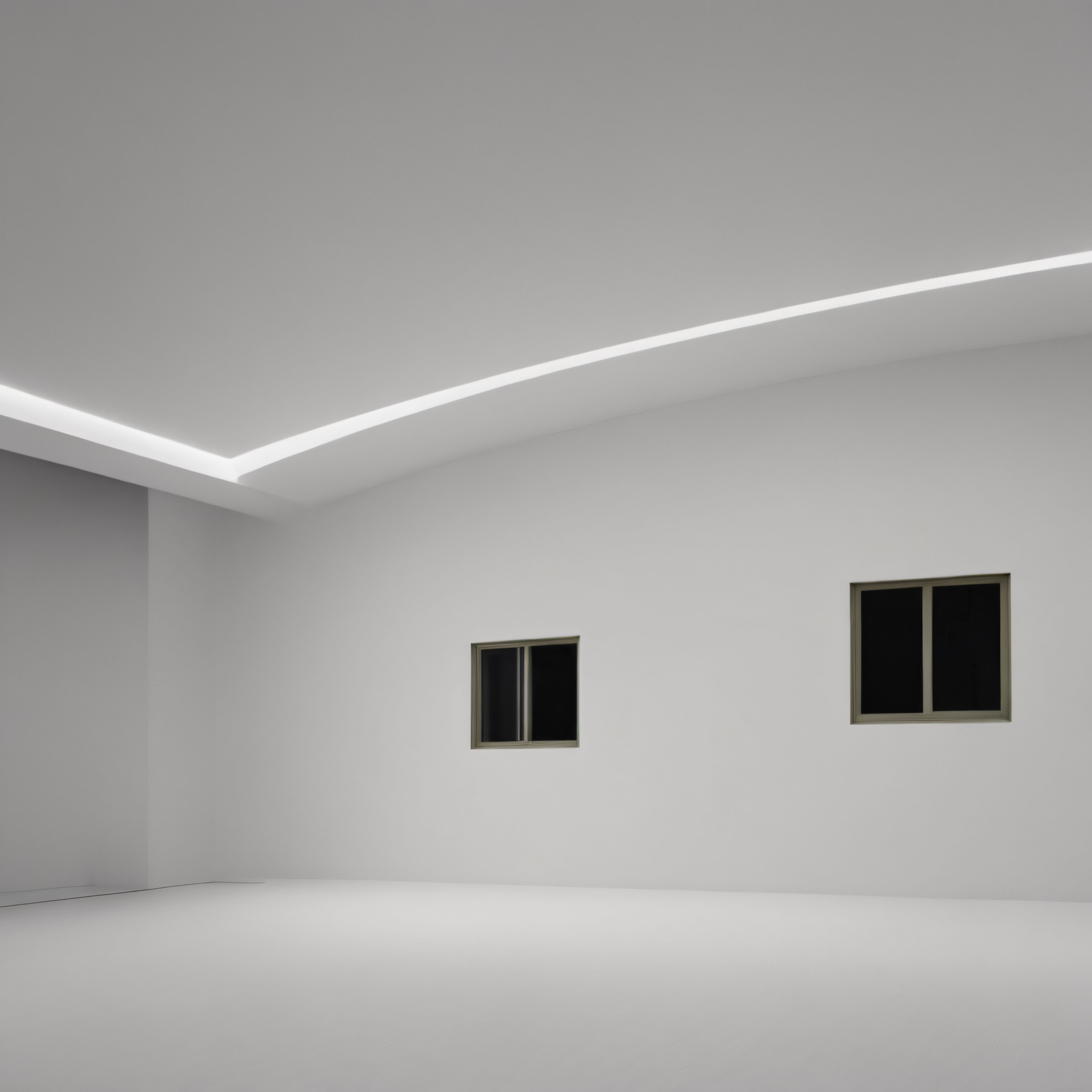 beyaz duvarlı minimalist iç mekan ve gizli led tavan aydınlatması