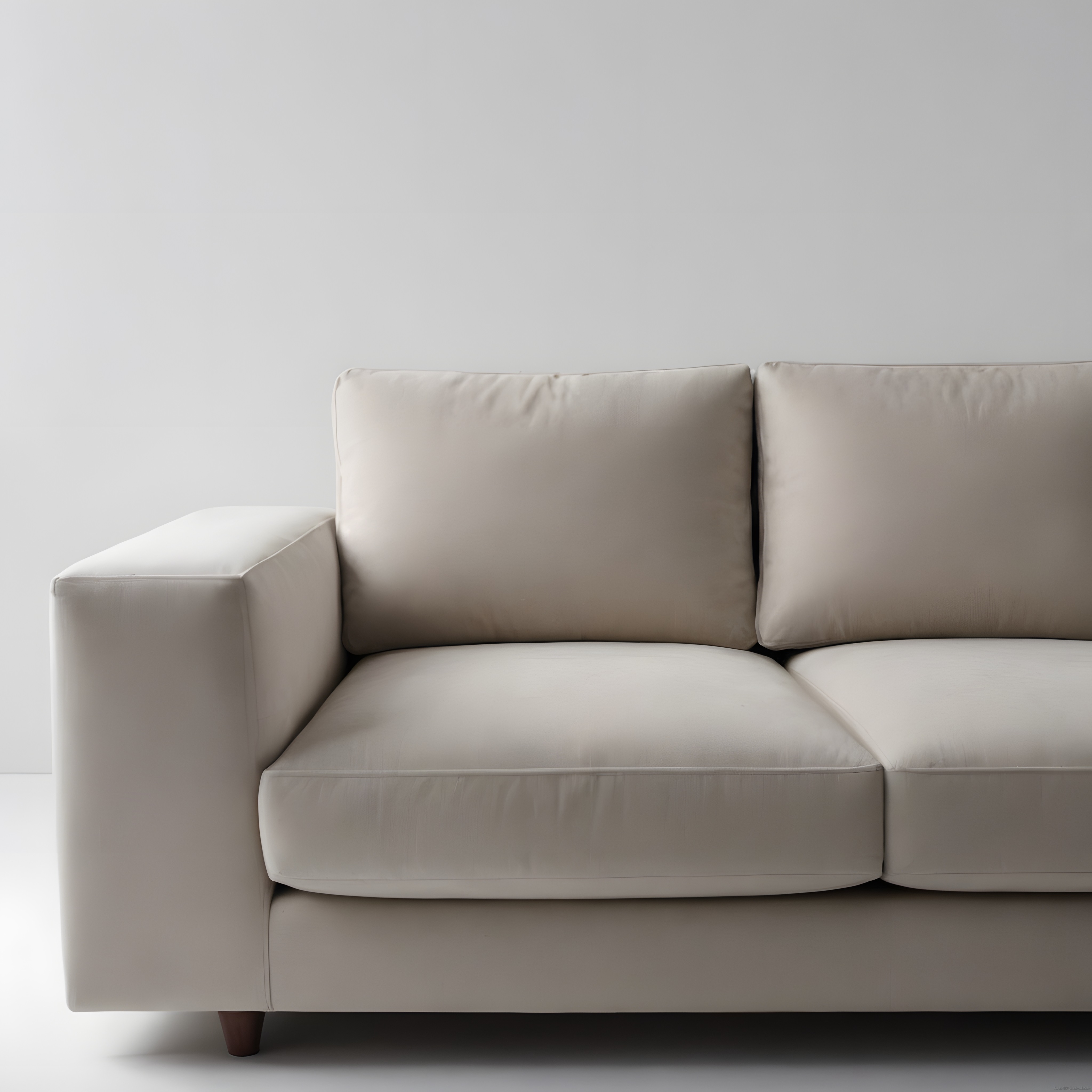 Beyaz Fon Önünde Modern ve Minimalist Bej Koltuk Tasarımı