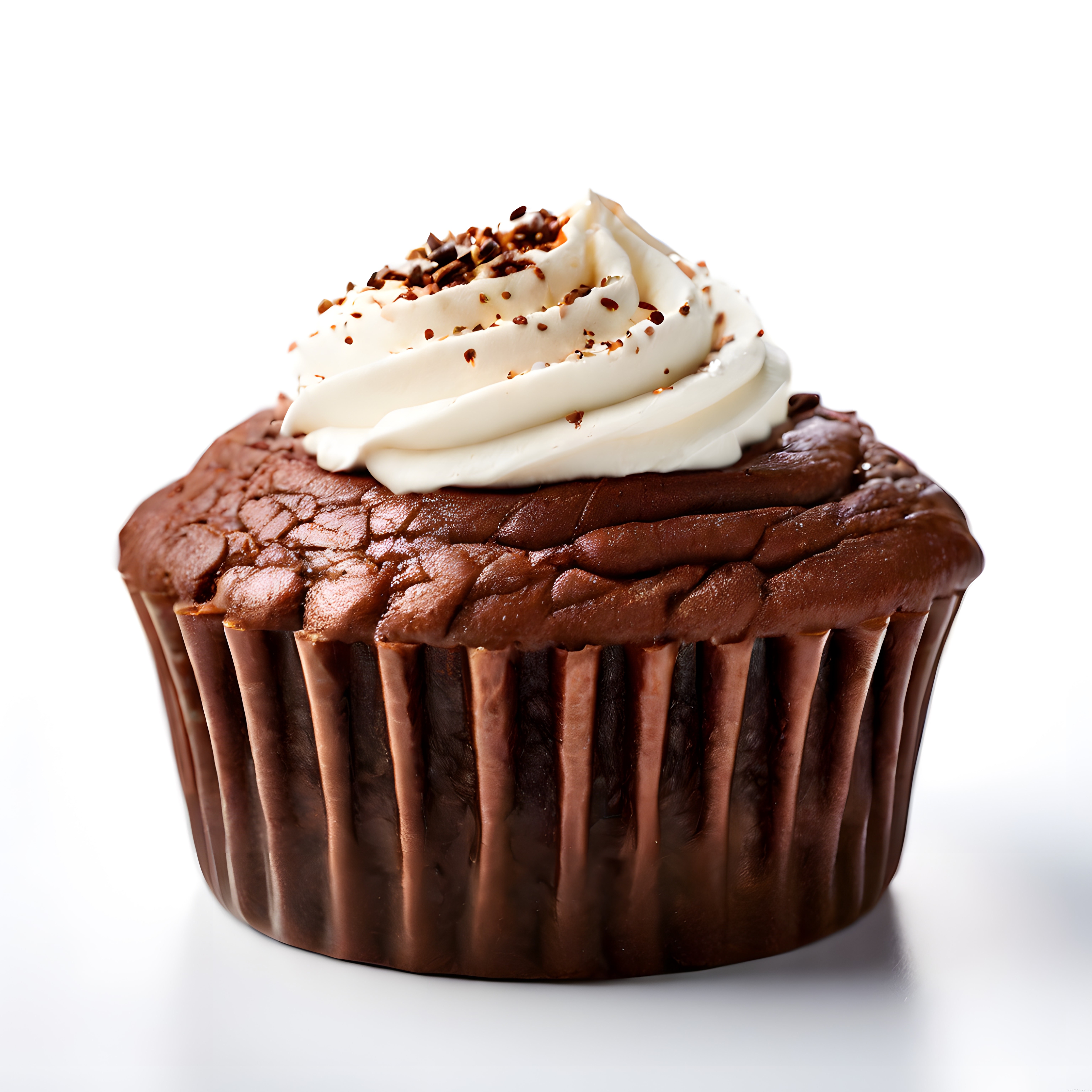 Beyaz Fon Üzerinde Çikolatalı Muffin ve Süslü Kremalı Tatlı Görseli
