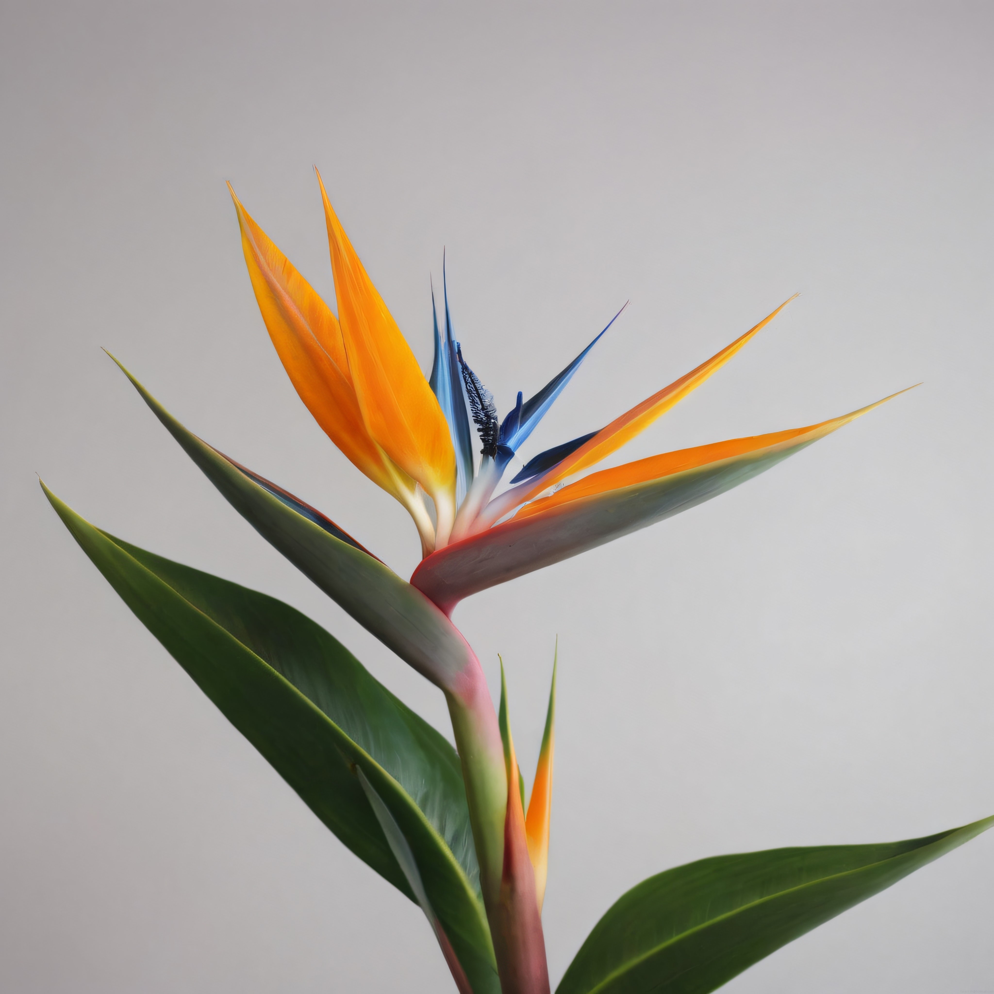 Beyaz Fon Üzerinde İzole Cennet Kuşu Çiçeği Strelitzia Botanik Fotoğrafı