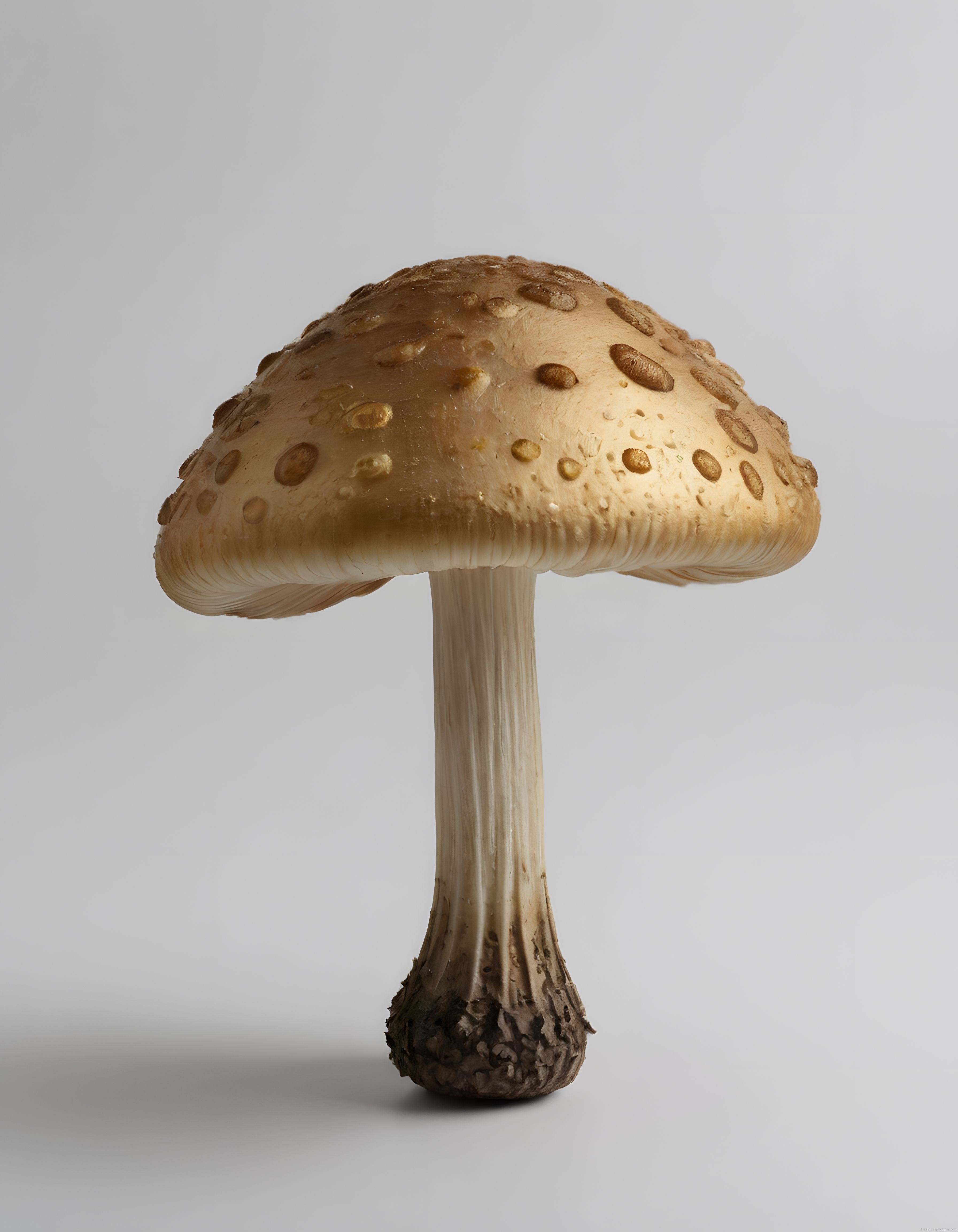 Beyaz Fon Üzerinde İzole Edilmiş Büyük ve Detaylı Amanita Mantarı Makro Görseli