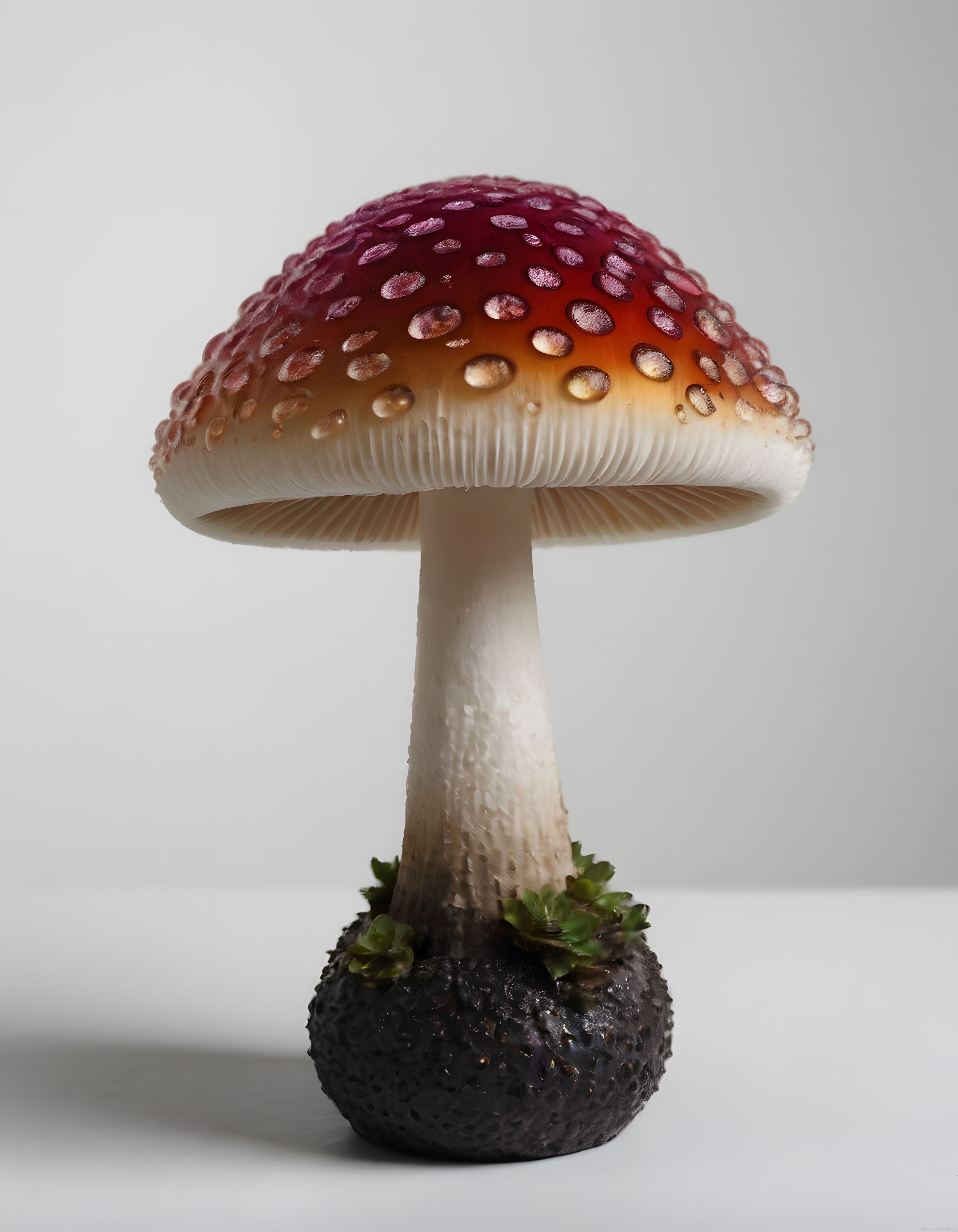 Beyaz Fon Üzerinde Kırmızı Şapkalı Amanita Muscaria Mantarı 3D Tasarım