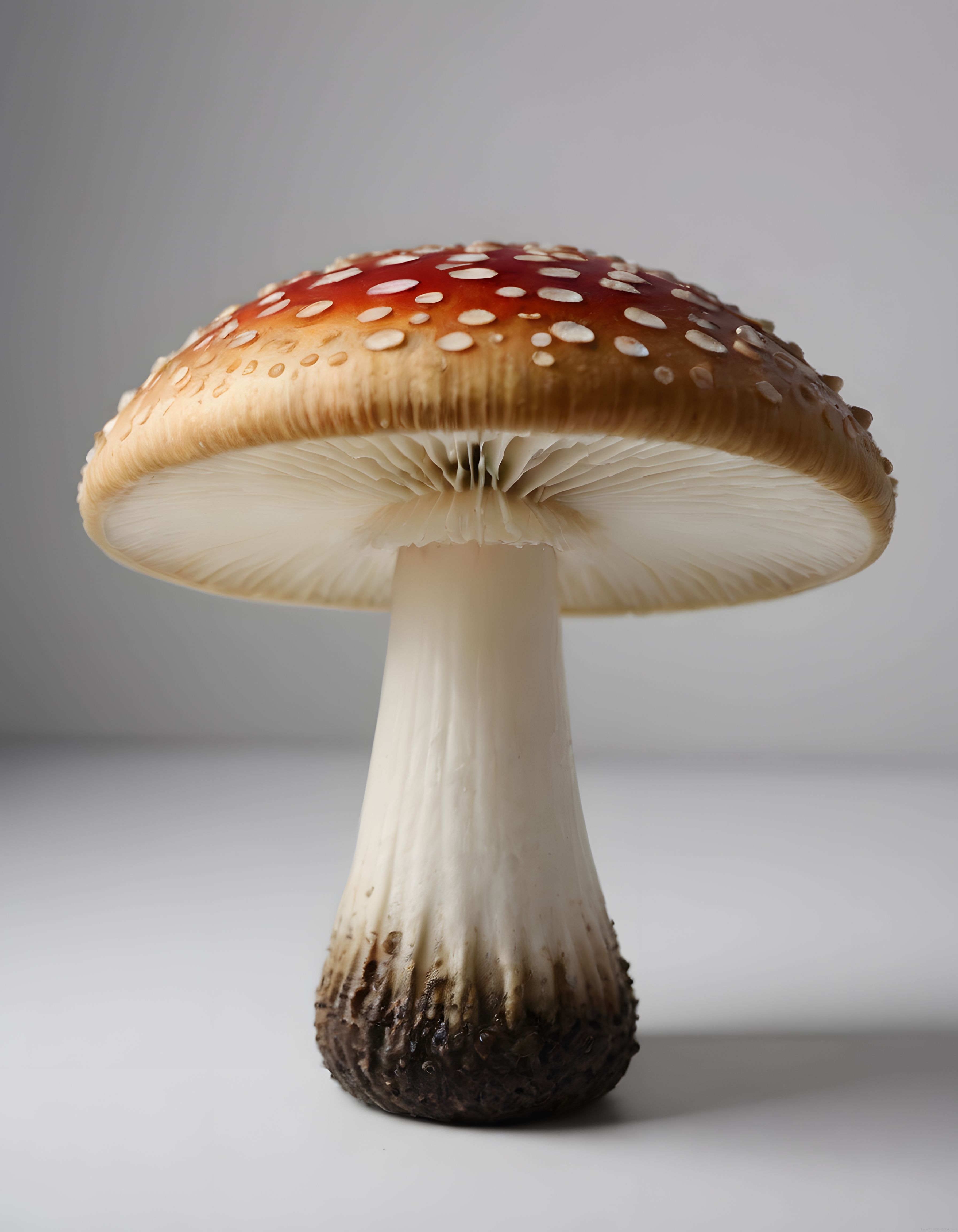 Beyaz Fon Üzerinde Kırmızı Şapkalı Benekli Sinek Mantarı Makro Fotoğraf