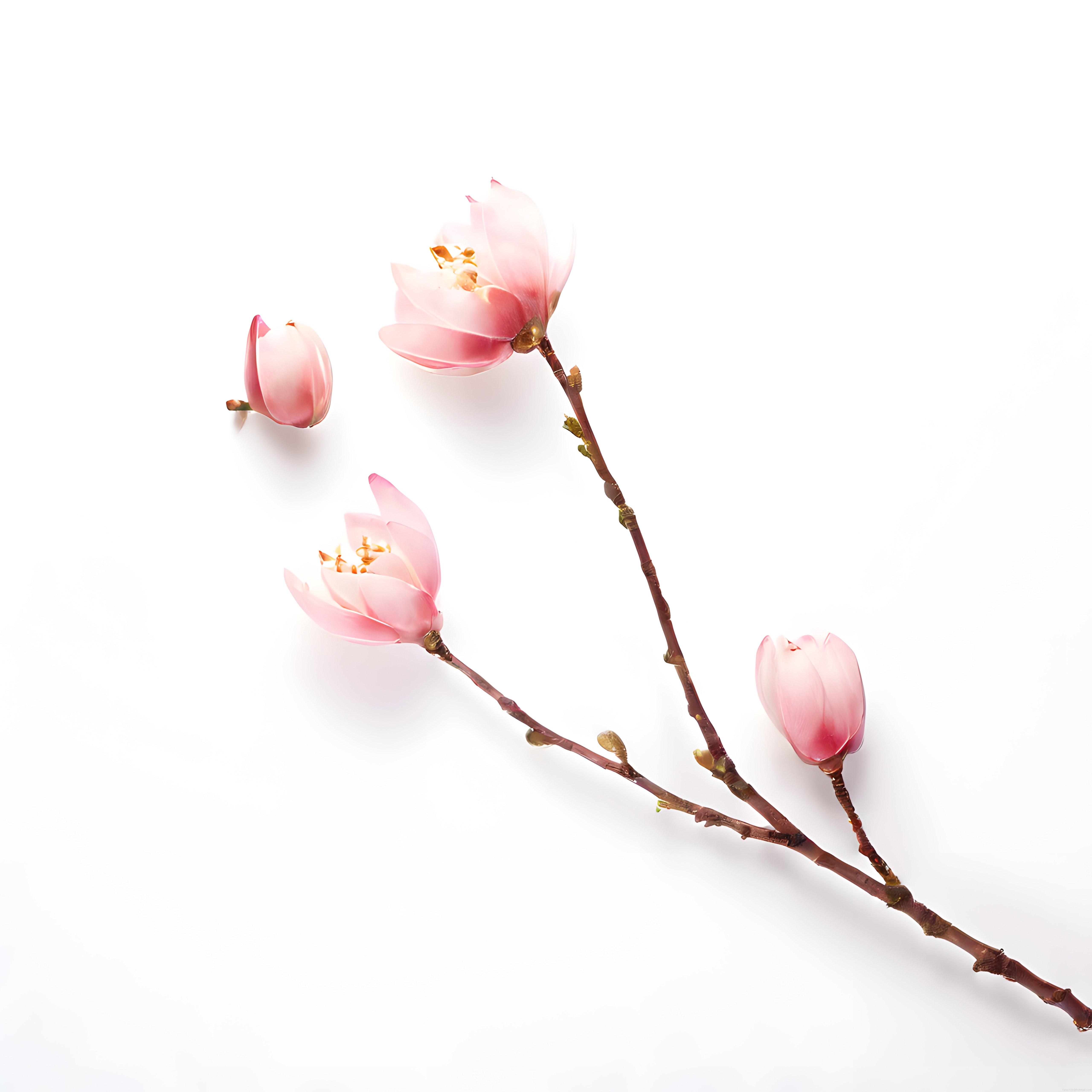 Beyaz Fon Üzerinde Pembe Manolya Çiçekleriyle Minimalist Doğa Fotoğrafı