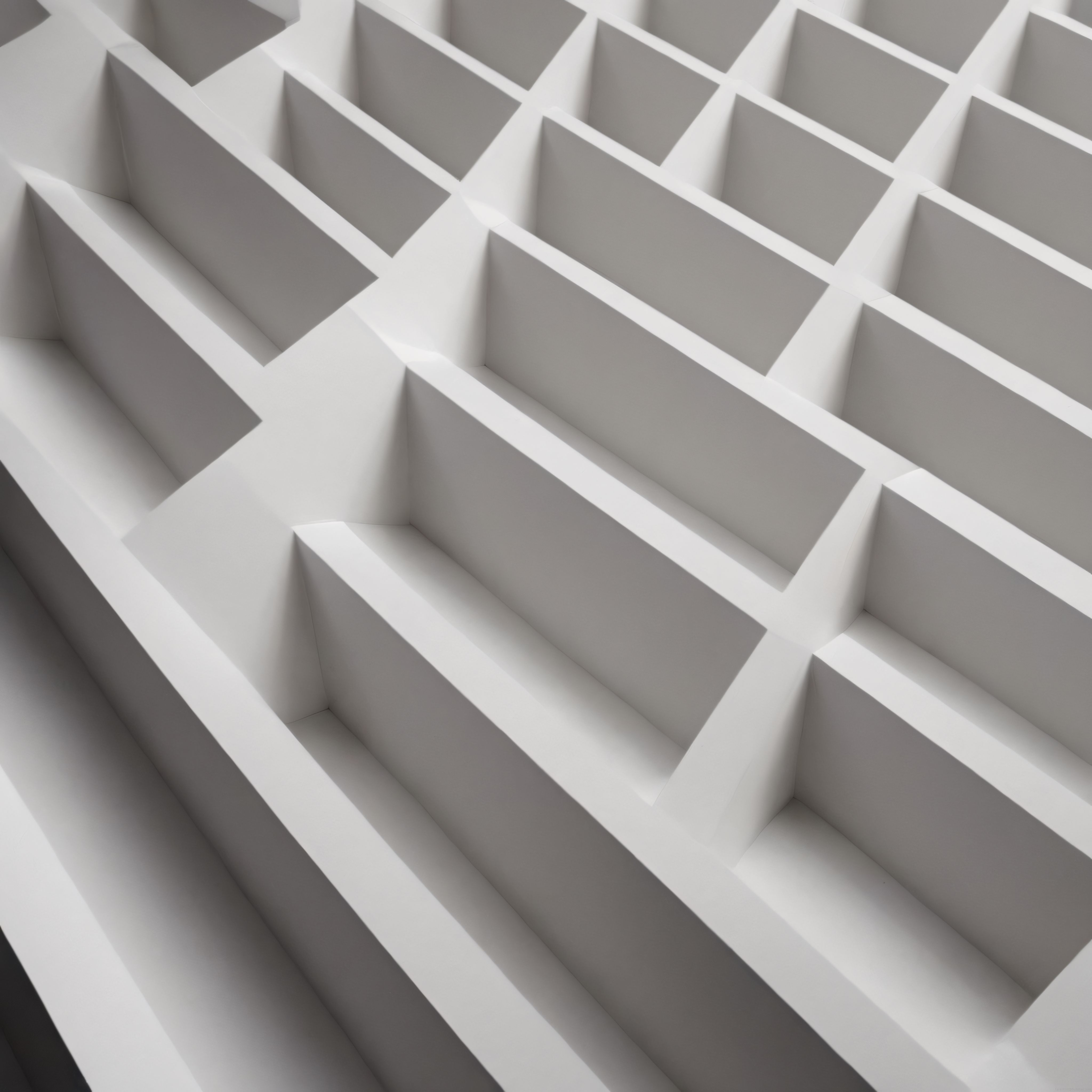 Beyaz Geometrik Labirent Deseni: Minimalist 3B Soyut Arka Plan