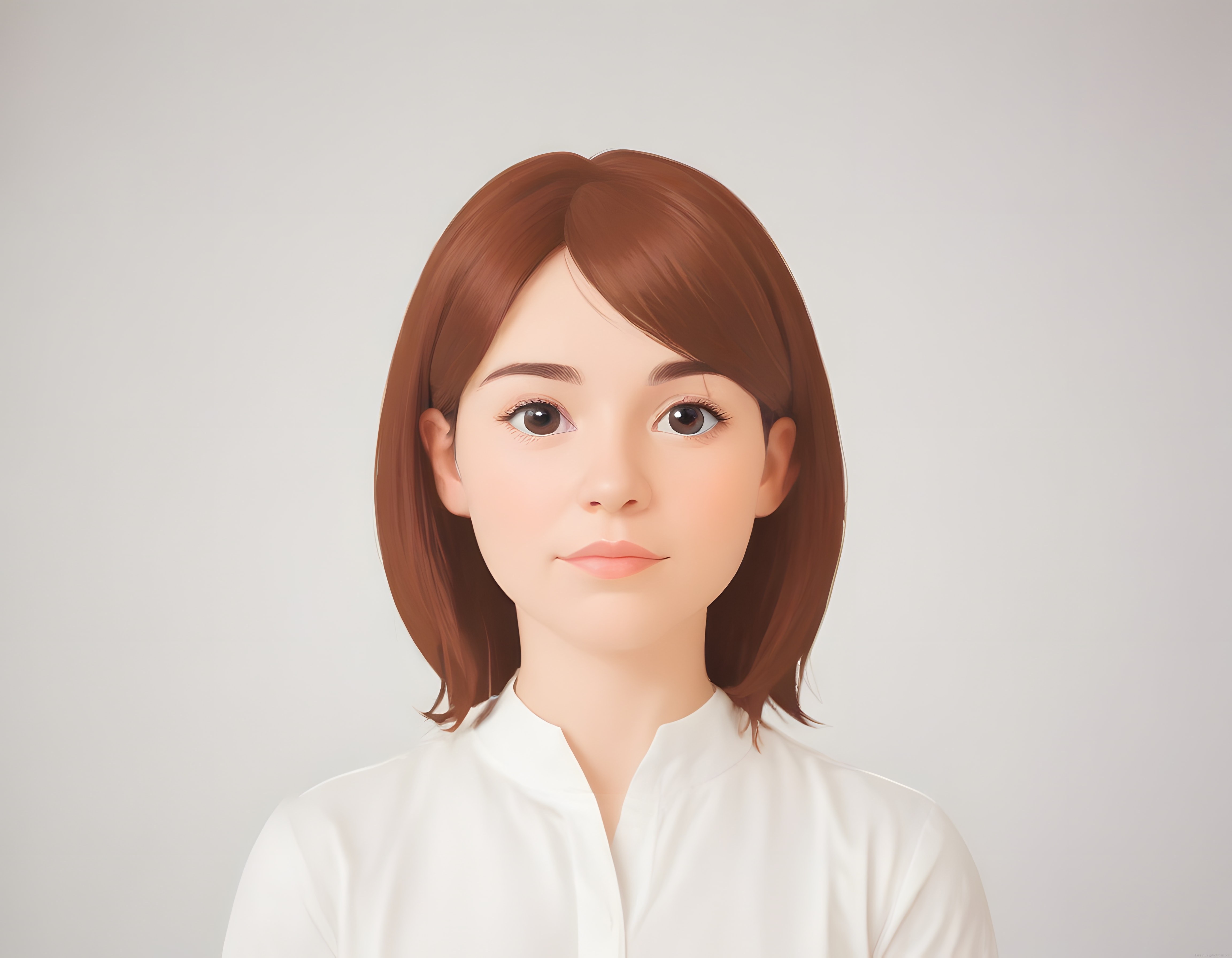 Beyaz Gömlekli Genç Kadın Dijital Portre Çizimi ve Anime Karakteri