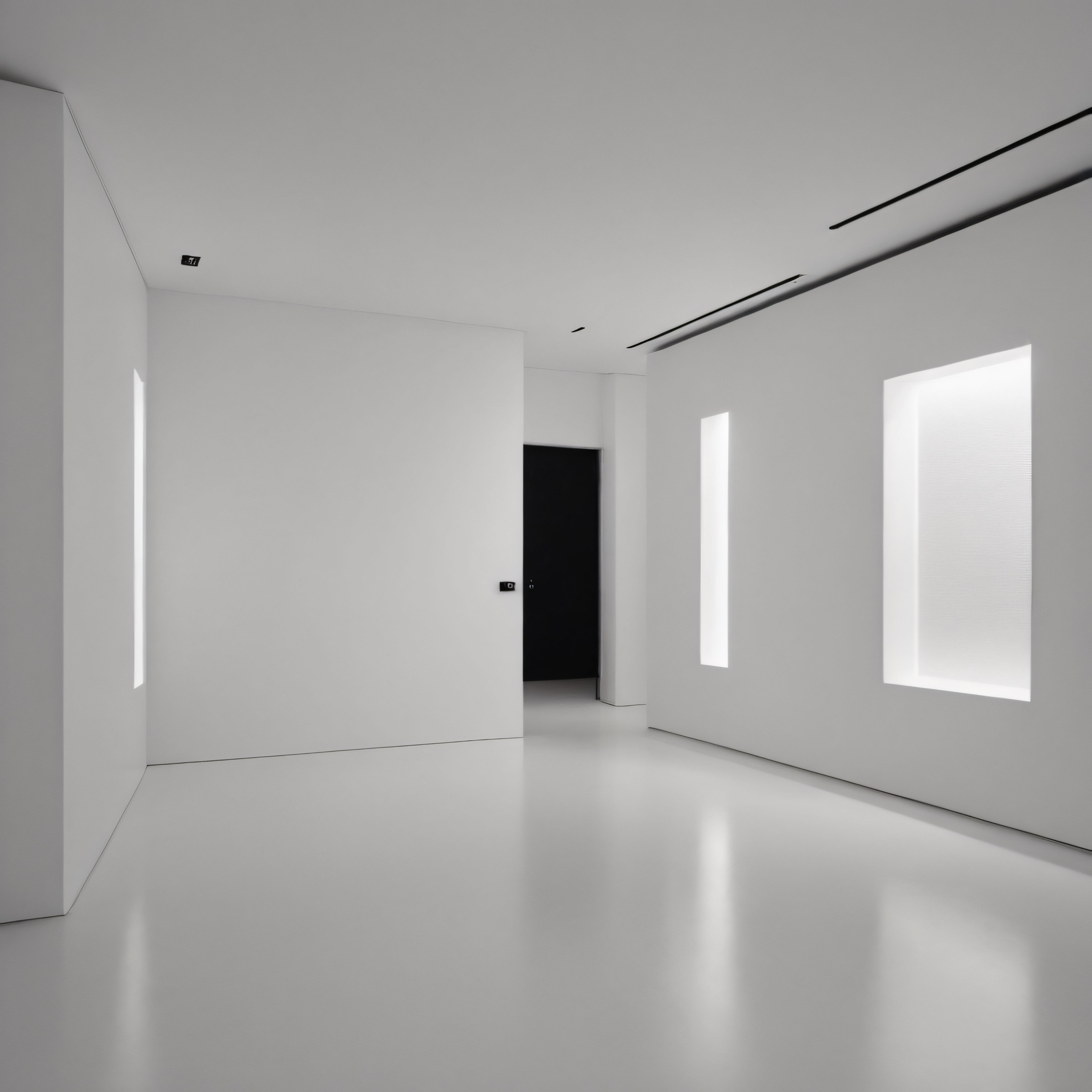 Beyaz Gömme Aydınlatmalı Minimalist Modern İç Mekan ve Parlak Koridor