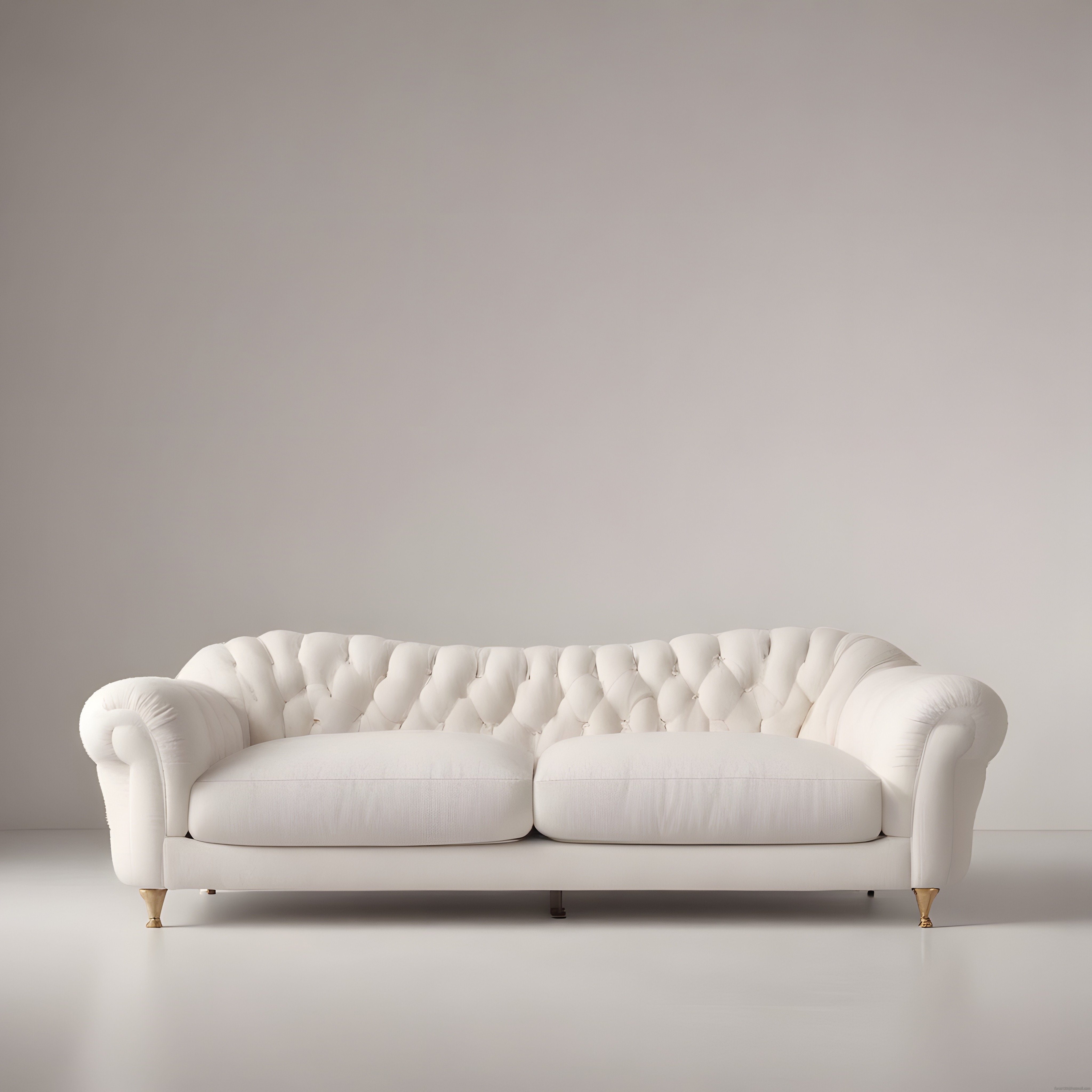 Beyaz Kadife Chesterfield Kanepe ile Lüks ve Modern Salon Dekorasyonu