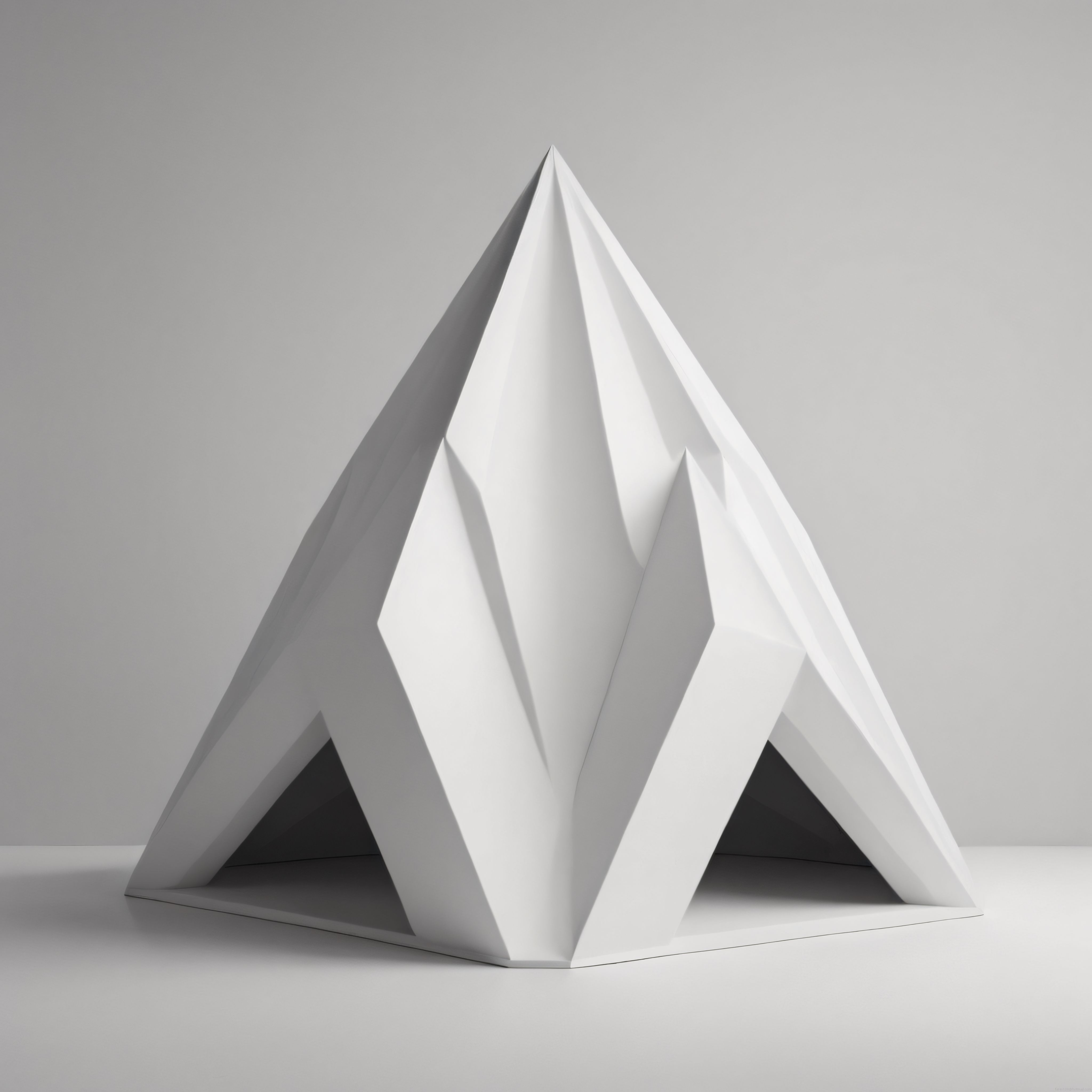 Beyaz Kağıttan Geometrik Origami Heykel ve Minimalist Sanatsal Tasarım