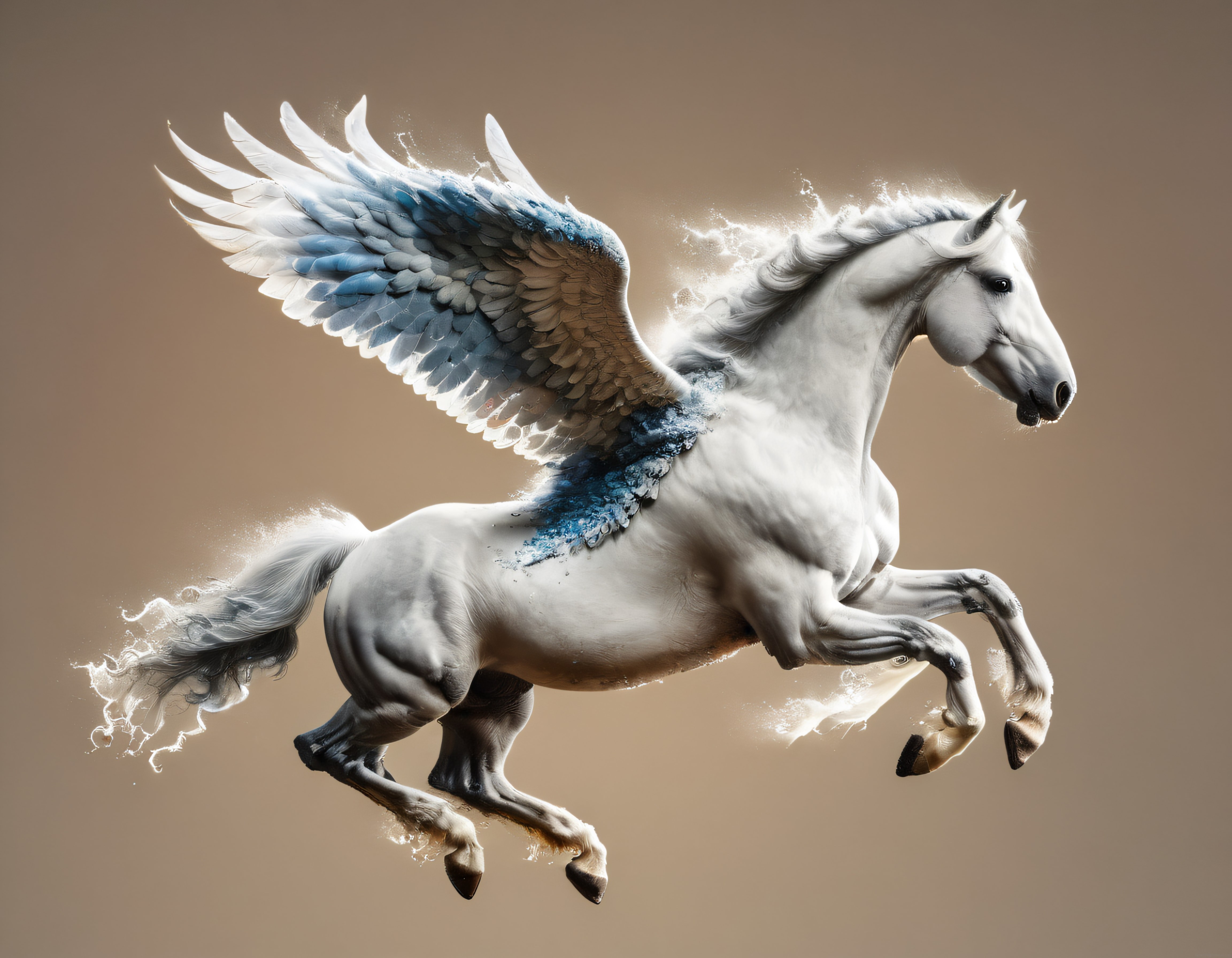 Beyaz Kanatlı At Pegasusun Göz Alıcı Fantastik Dijital Sanat Çalışması