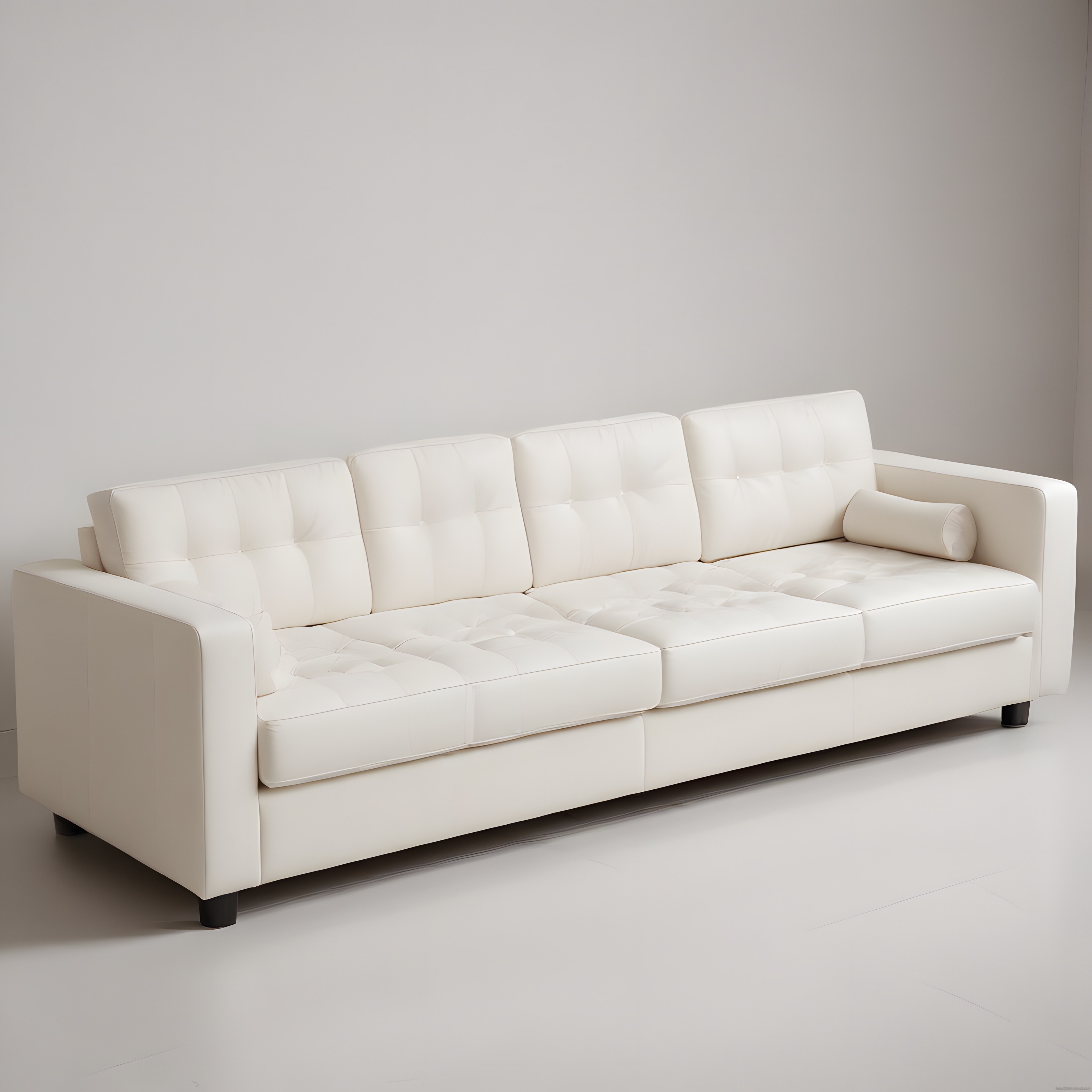 Beyaz Kapitone Modern Dörtlü Kanepe ve Minimalist Salon Dekorasyonu