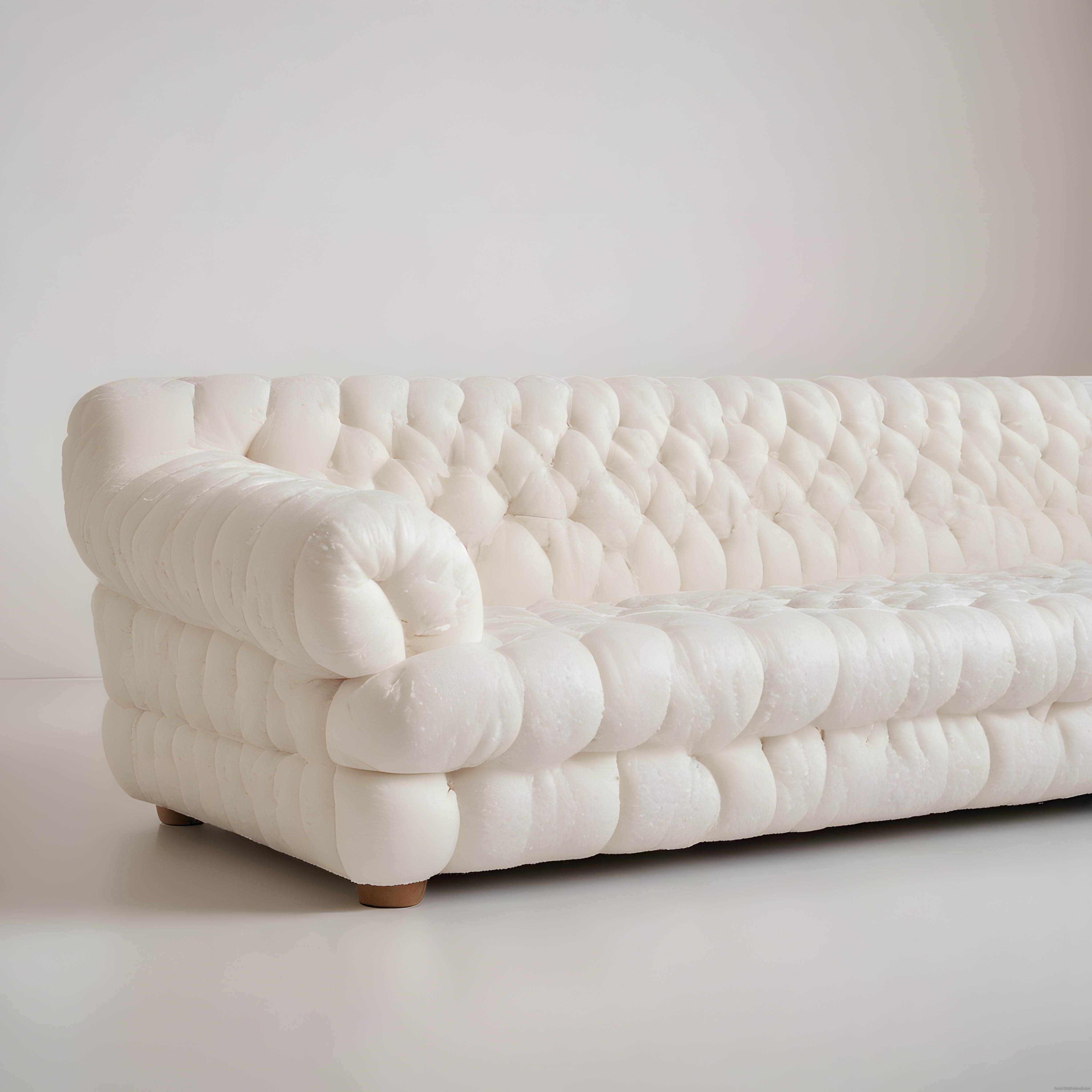 Beyaz Kapitoneli Lüks Kanepe ve Modern Minimalist Salon Dekorasyonu