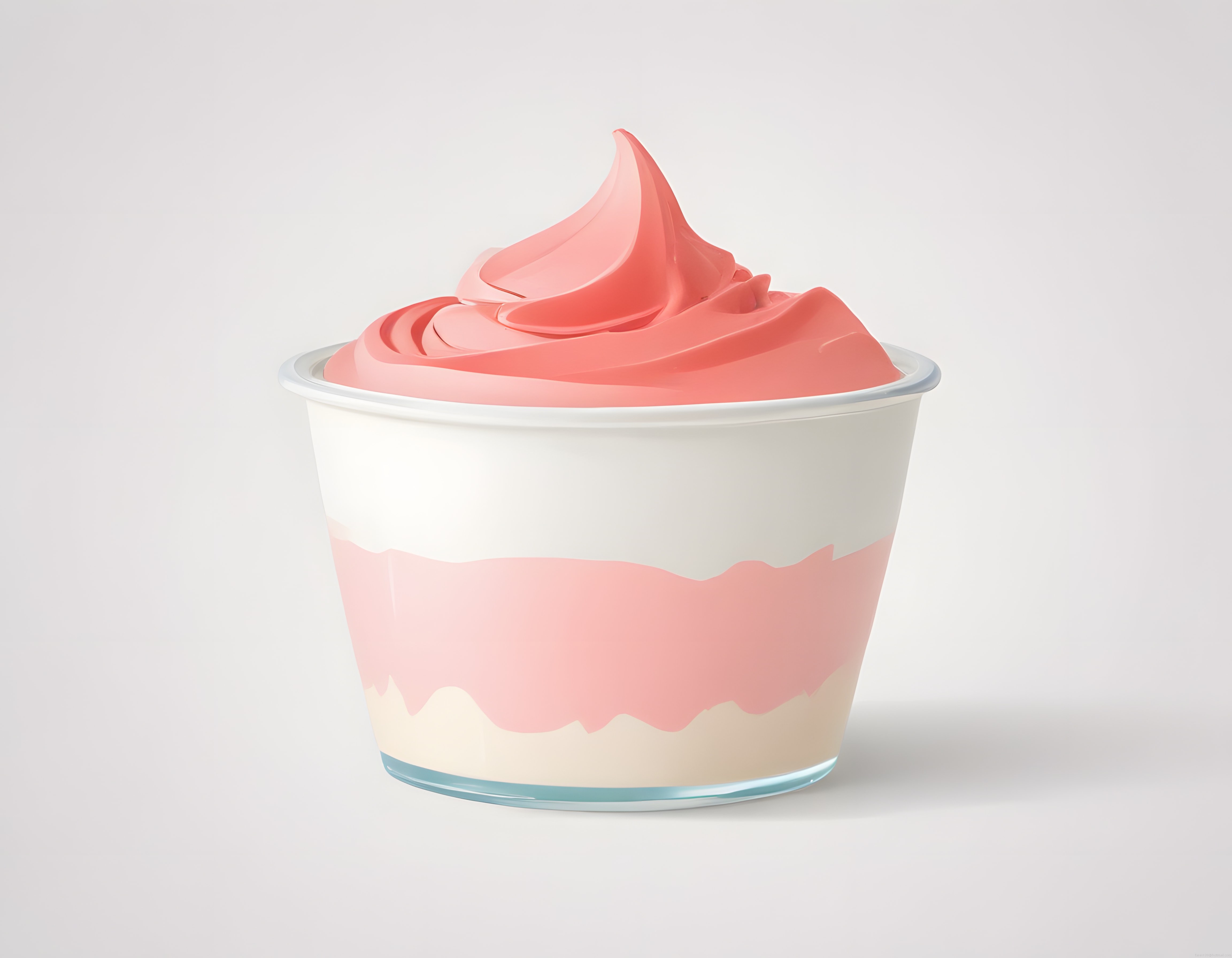 Beyaz Kapta Pembe Katmanlı Çilekli Frozen Yogurt ve Dondurma Görseli
