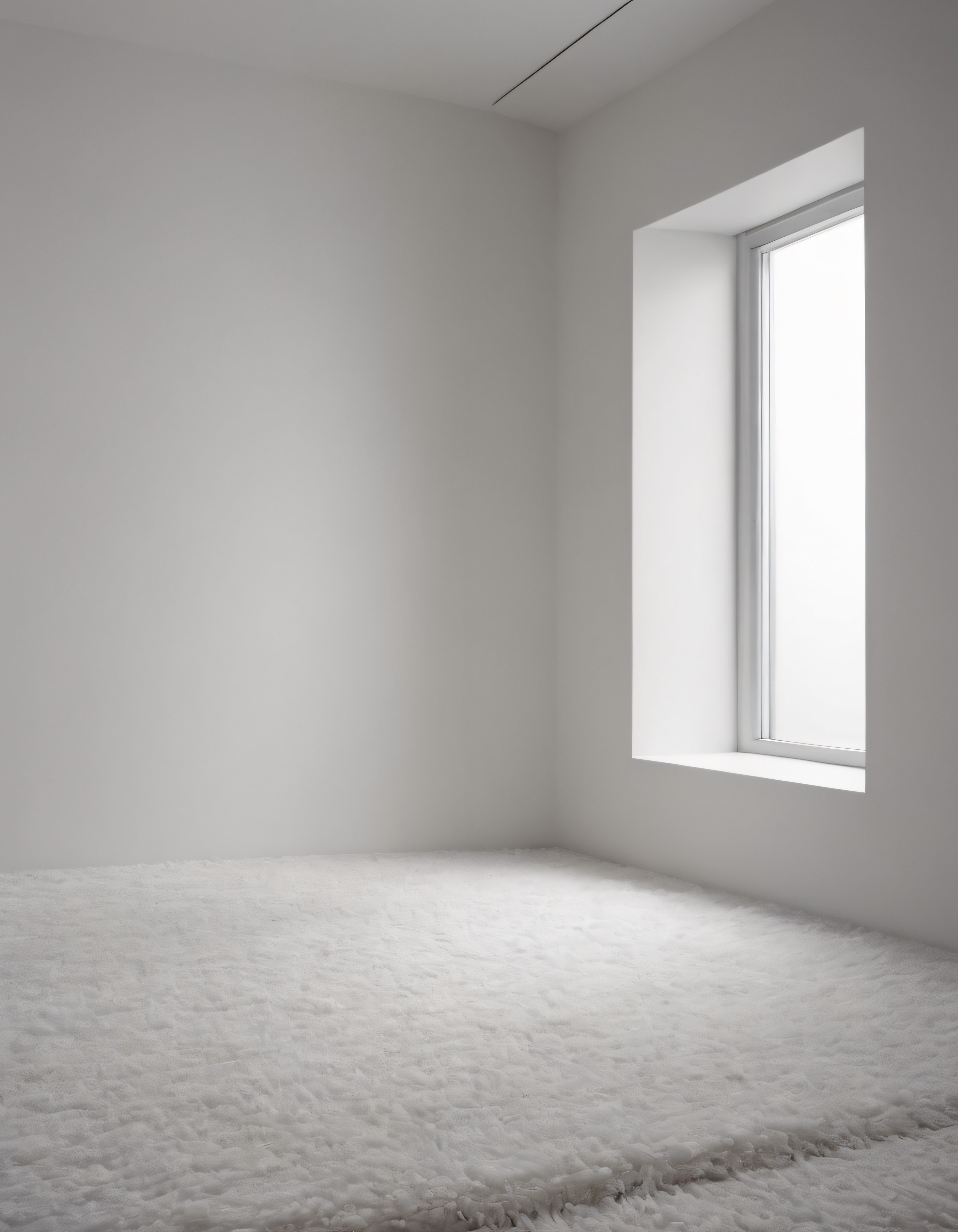 Beyaz Kar Kaplı Minimalist İç Mekan ve Doğal Pencere Işığı Görseli