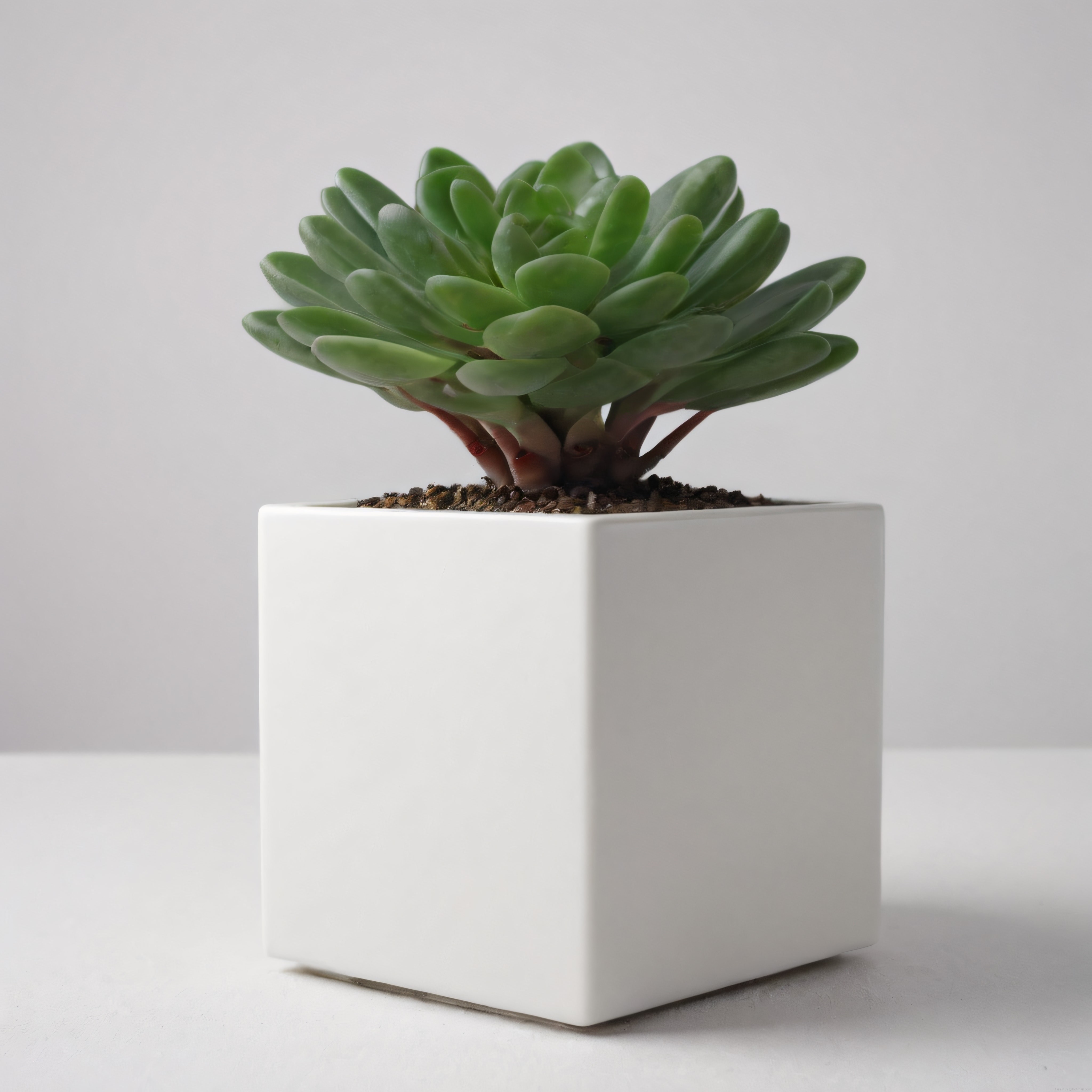 Beyaz Kare Saksıda Minimalist Sukulent ile Modern Ofis Dekorasyonu