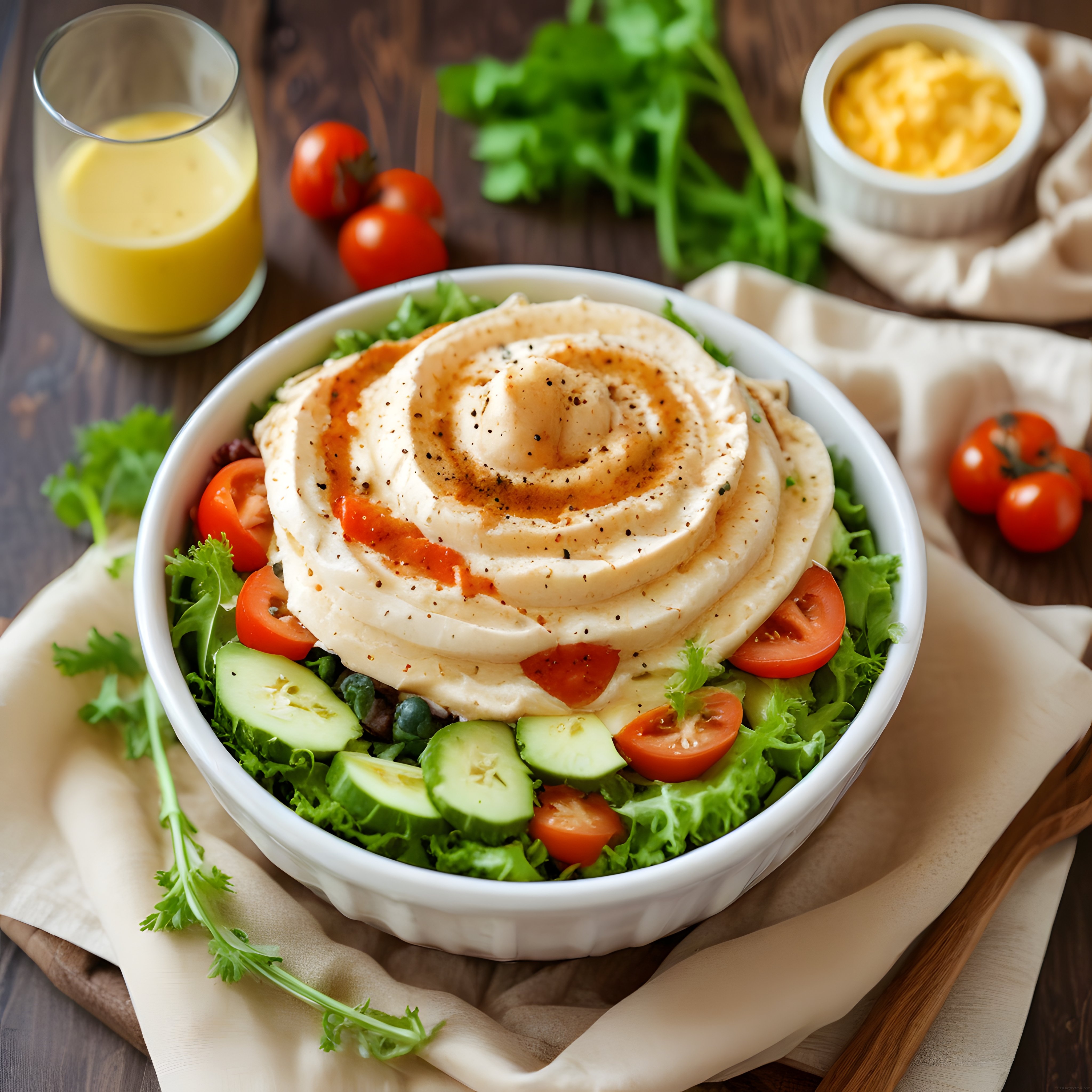 Beyaz Kasede Ev Yapımı Humus: Taze Sebzelerle Sağlıklı ve Lezzetli Sunum