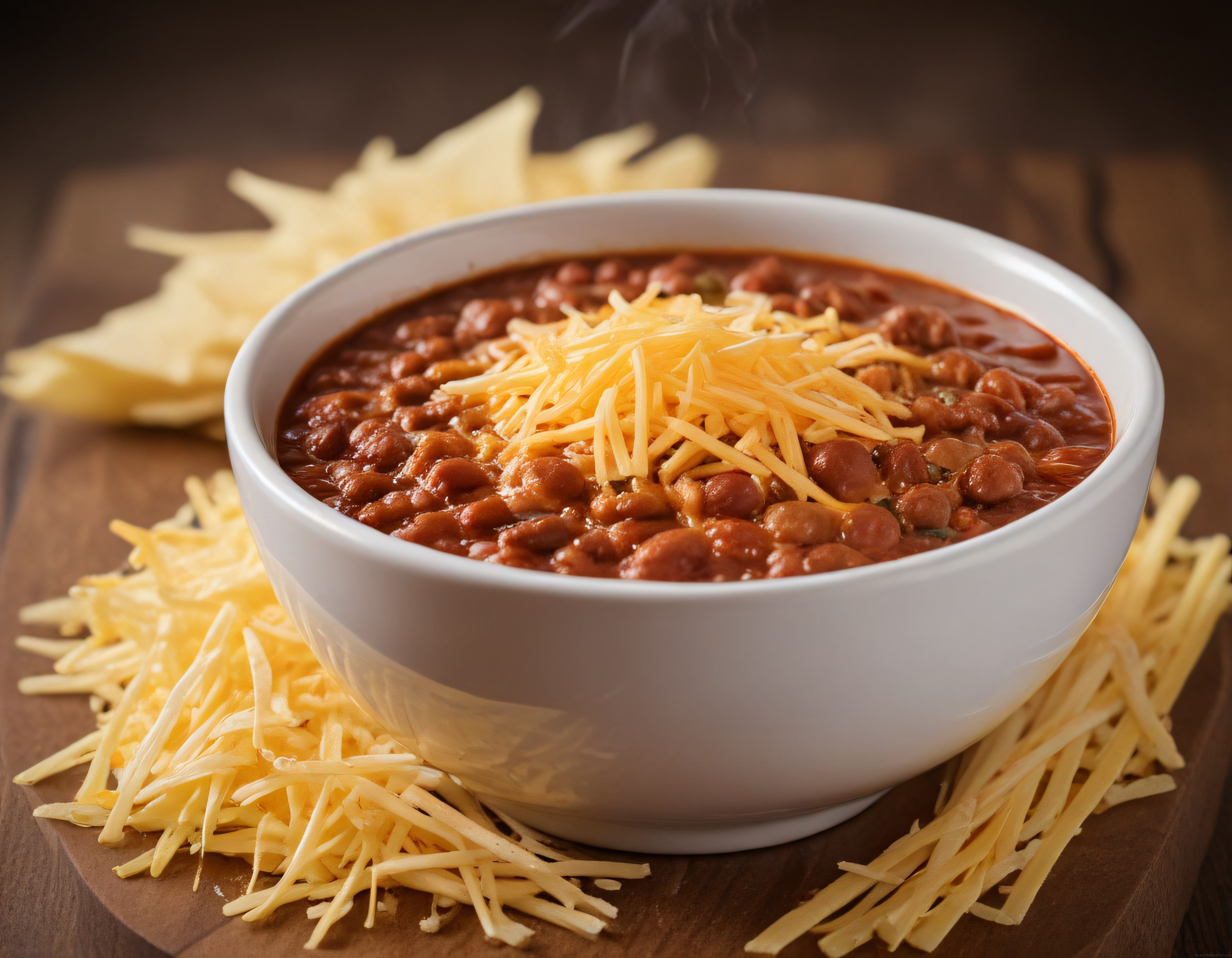 Beyaz Kasede Fasulyeli Chili Con Carne ve Rendelenmiş Cheddar Peyniri