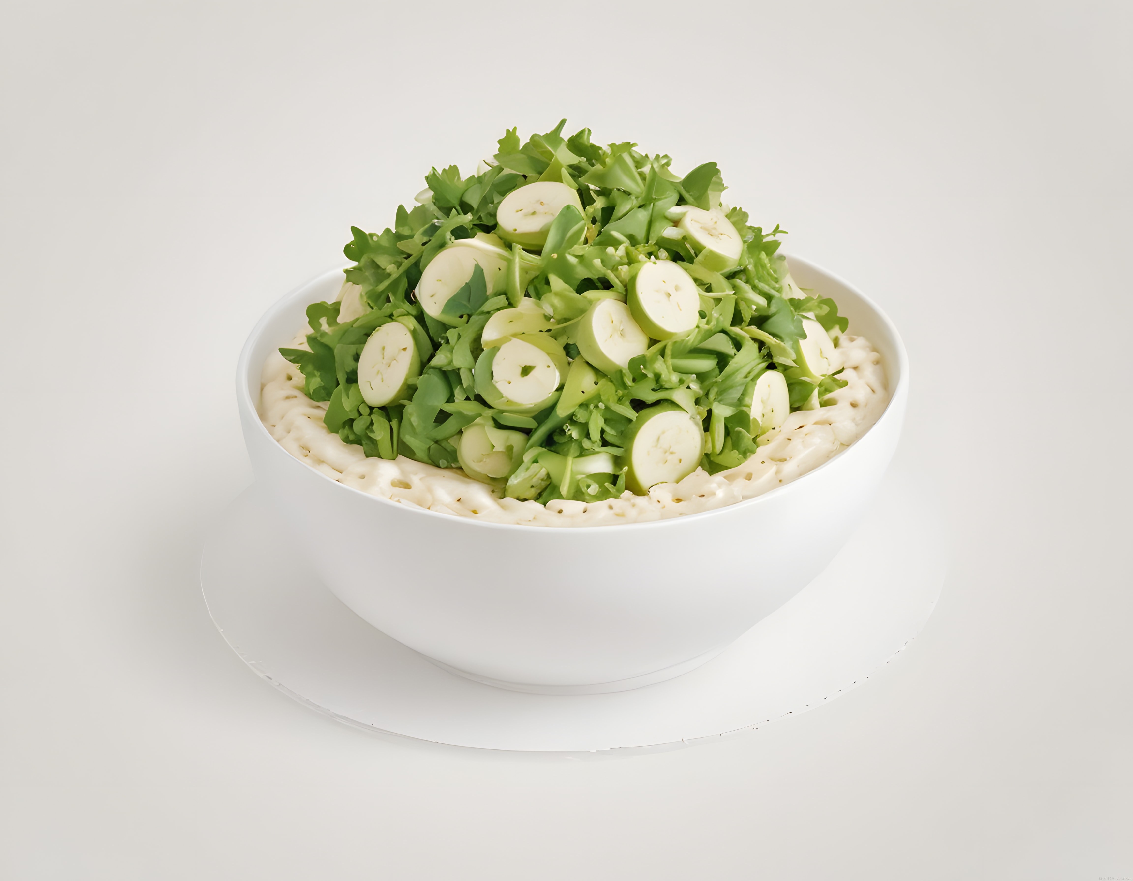 Beyaz Kasede Krema Soslu Yeşil Salata ve Peynir Dilimleri ile Pratik Sunum Fikri