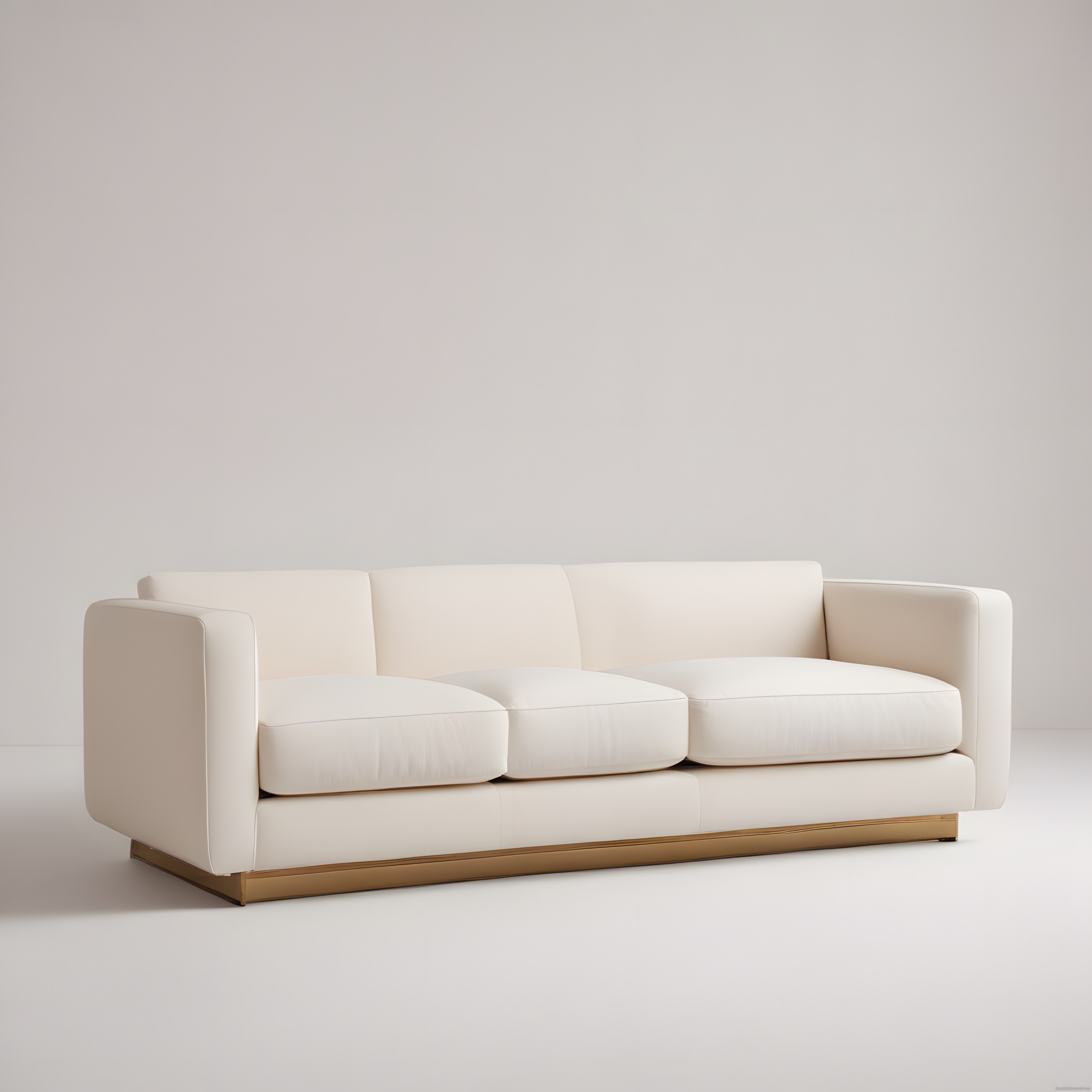 Beyaz koltuk ve altın ayak detayıyla modern minimalist salon dekorasyonu