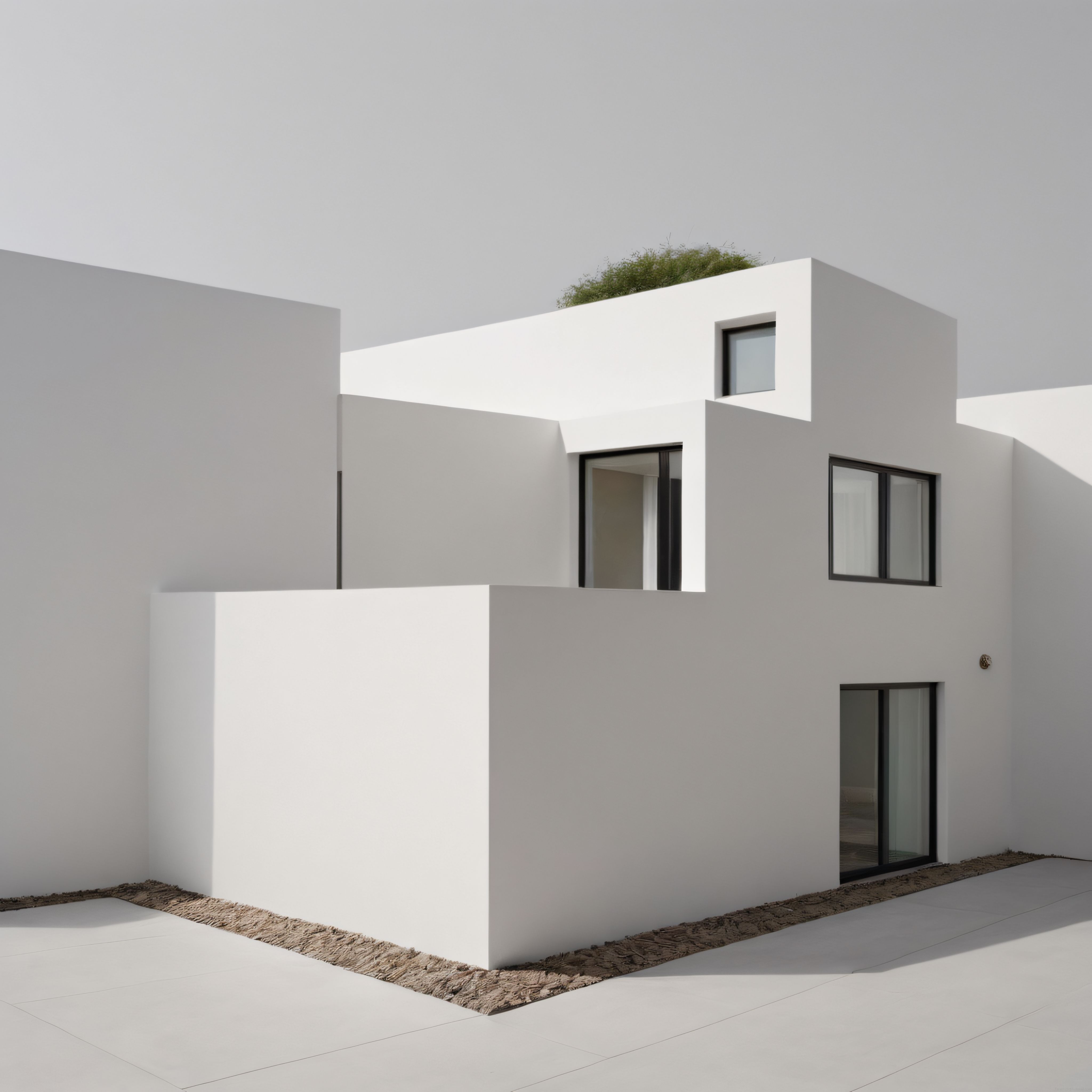 Beyaz Kübik Formlara Sahip Modern Mimari Yapı ve Minimalist Tasarım