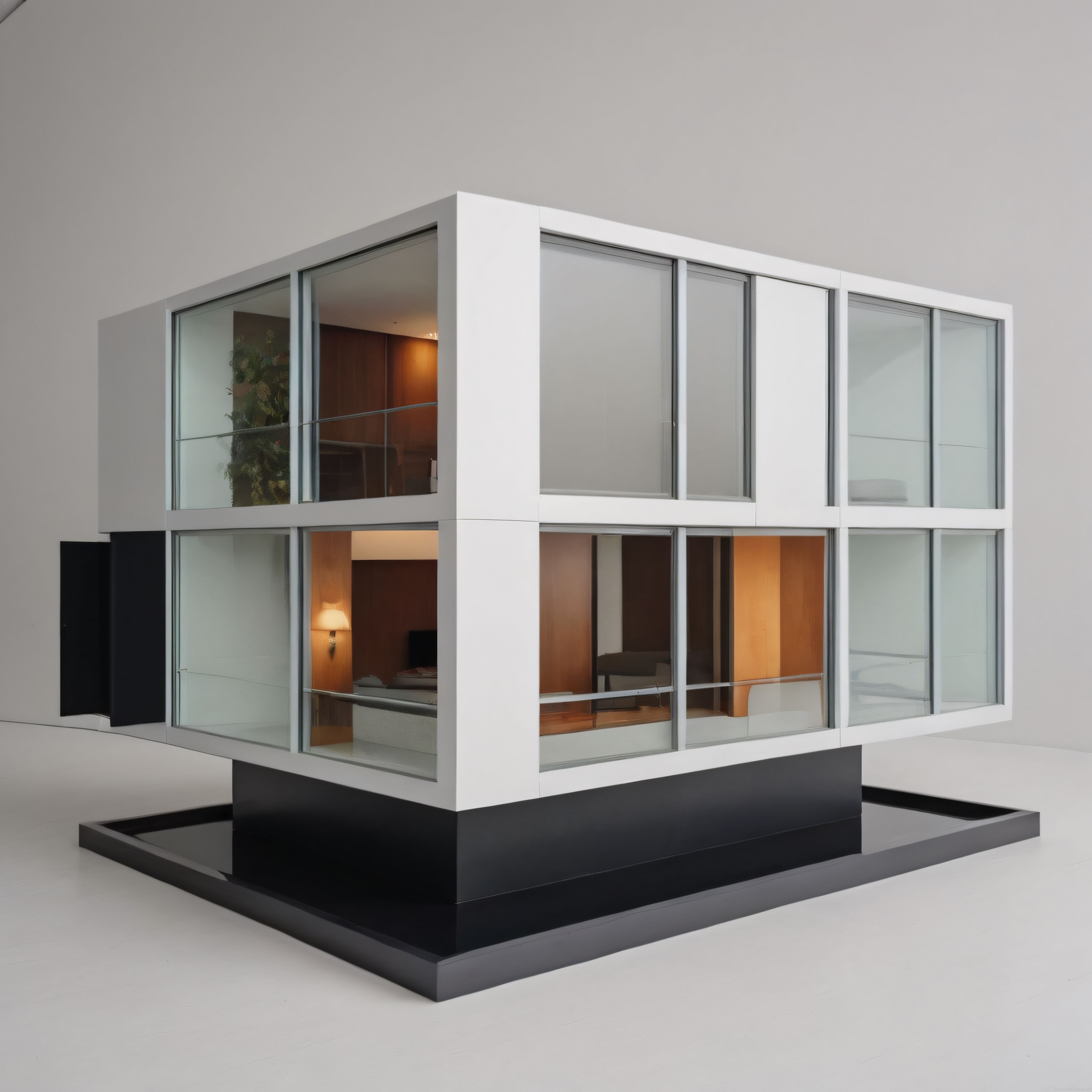 Beyaz Küpler ve Cam Yüzeyler: Minimalist Modern Mimari Model Tasarımı