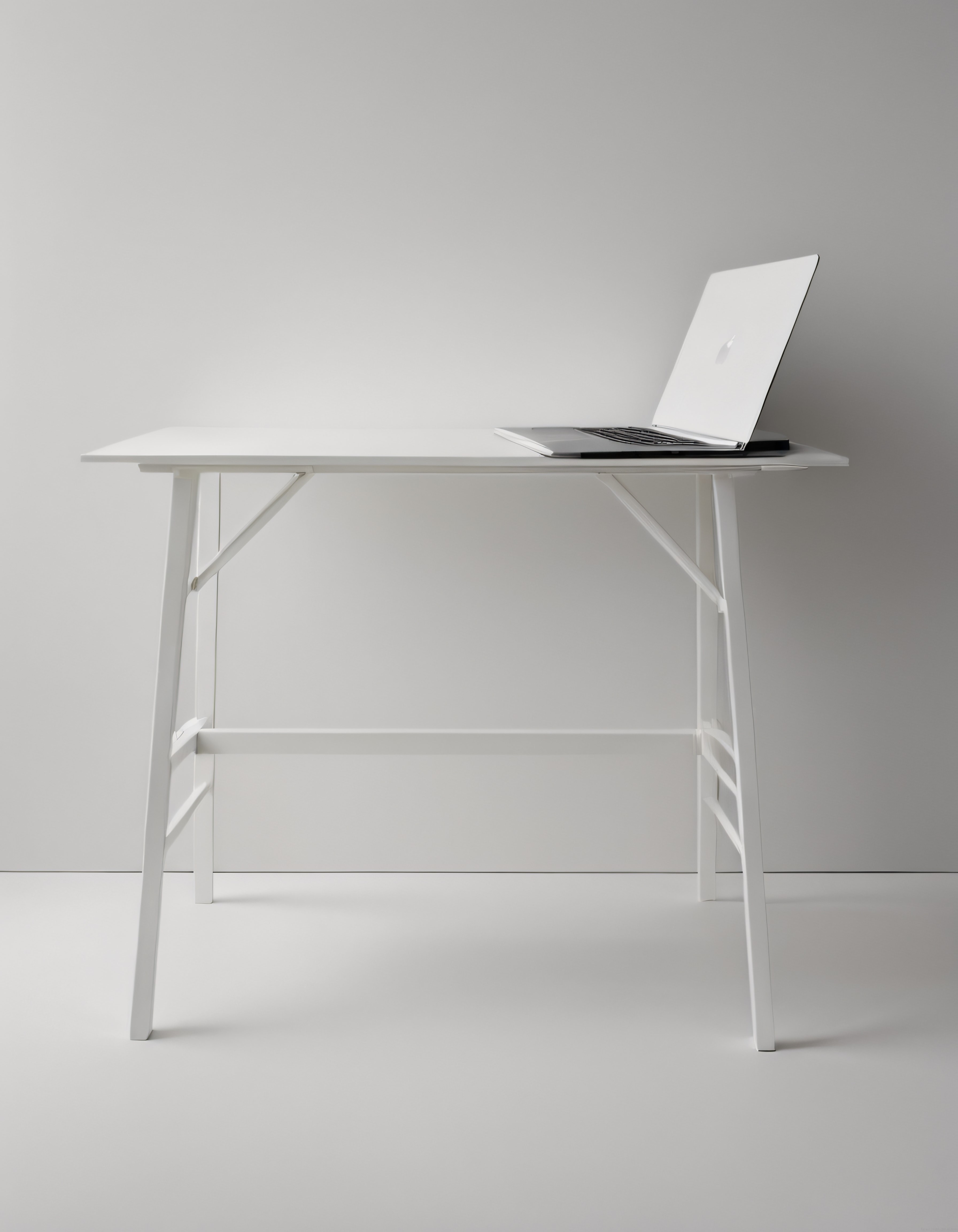 Beyaz Laptoplu Minimalist Çalışma Masası ve Modern Ev Ofisi Dekorasyonu