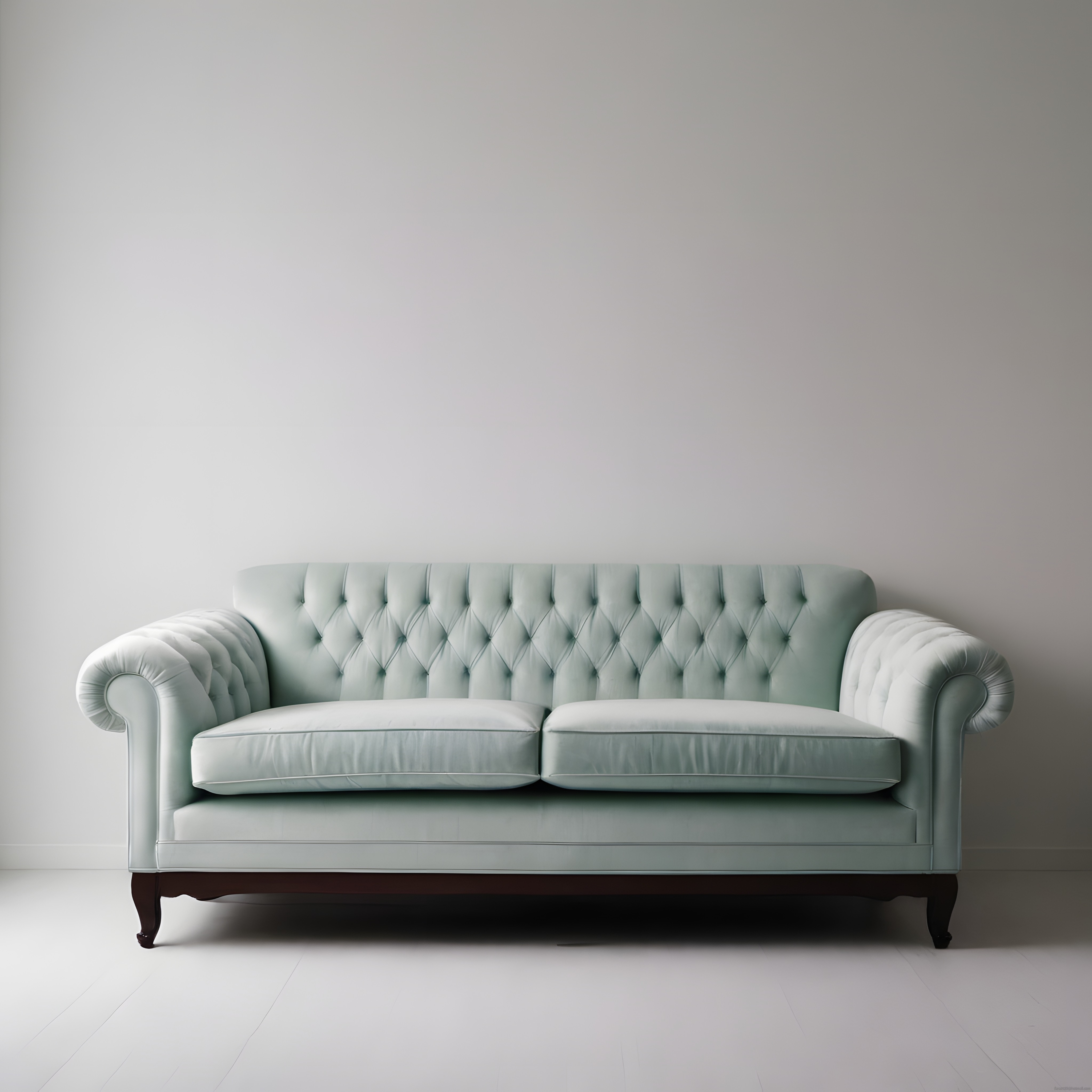 Beyaz Mekanda Nane Yeşili Chesterfield Kanepe ve Modern Salon Dekorasyonu