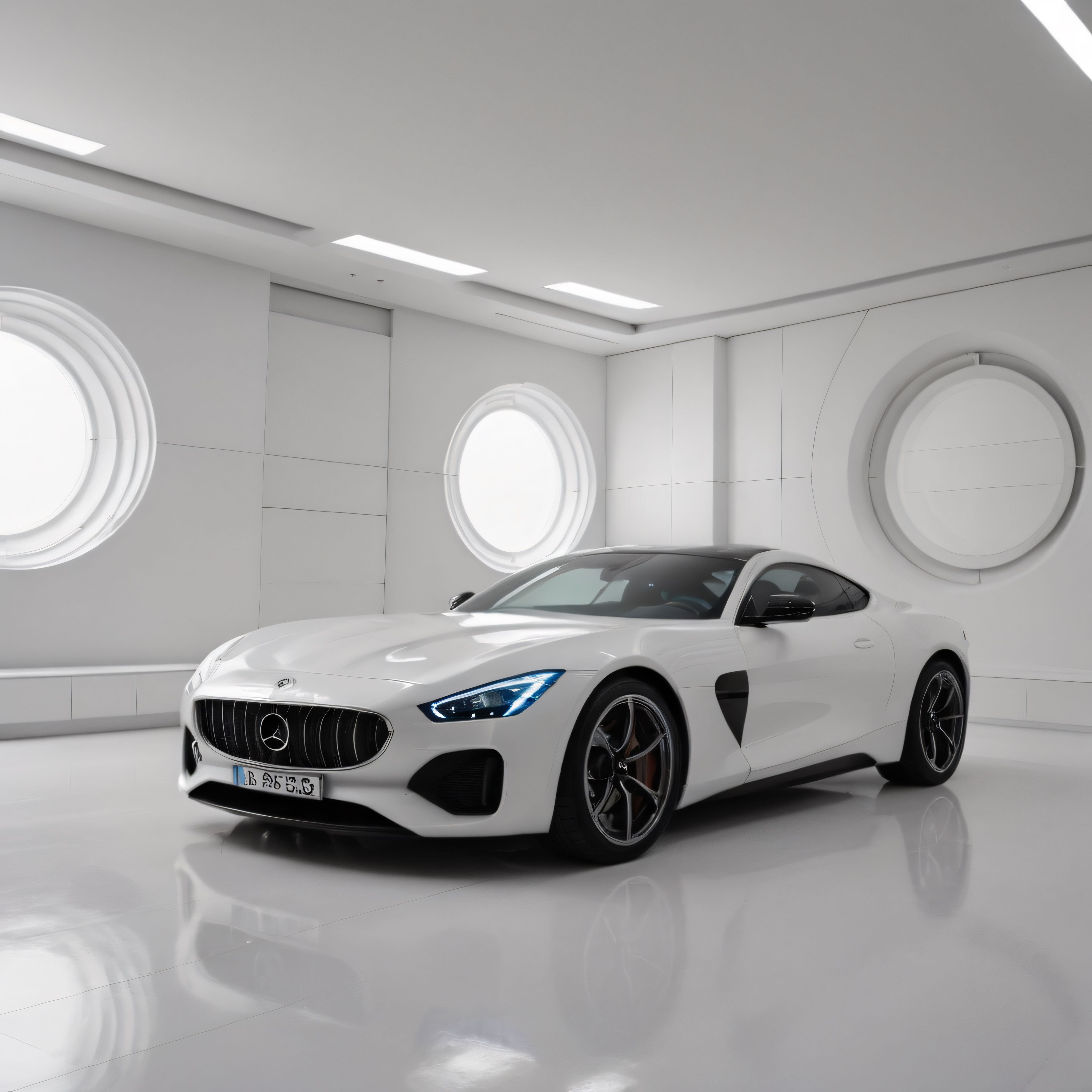 Beyaz Mercedes-AMG GT, Minimalist Beyaz Showroomda Göz Kamaştırıyor