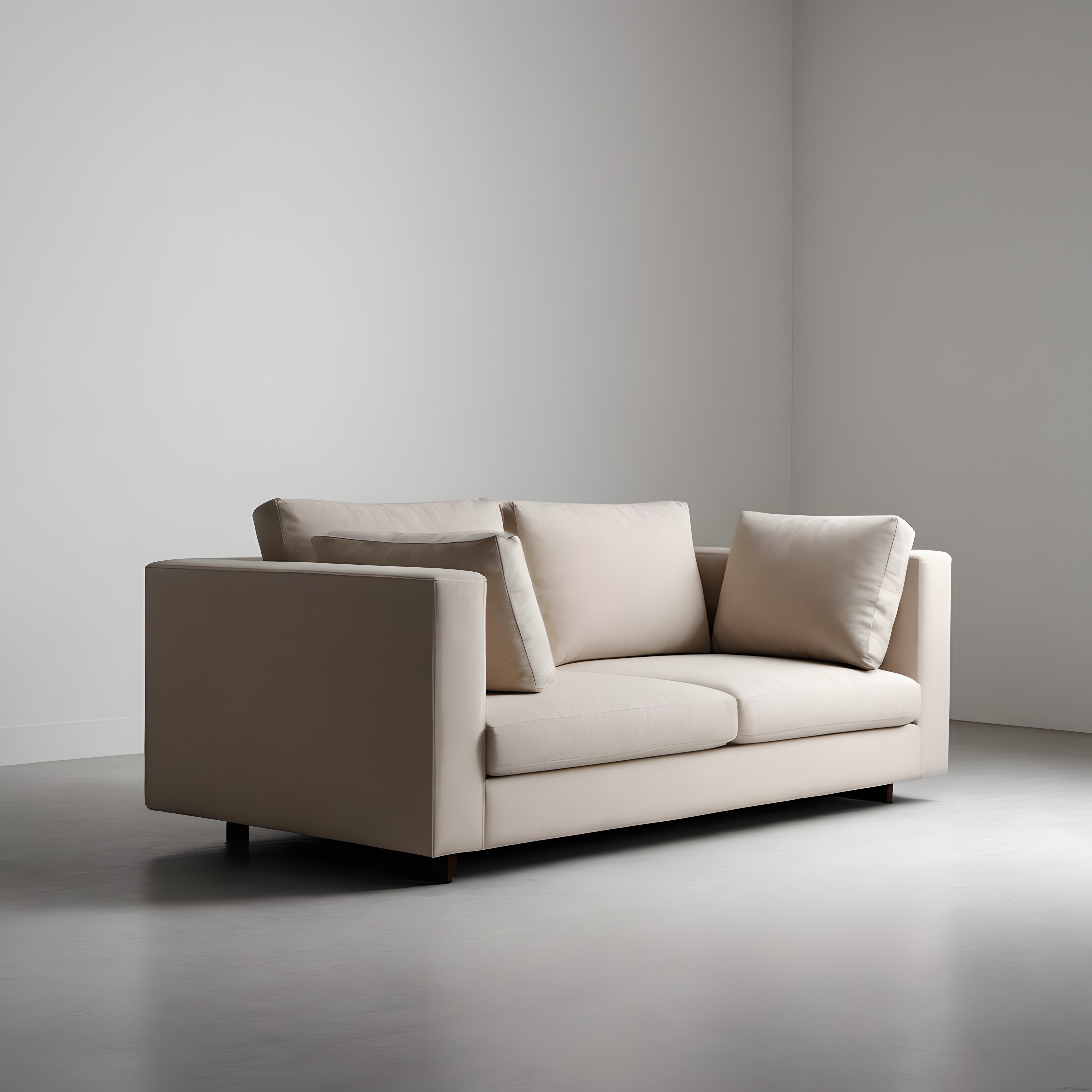 Beyaz Minimalist Üçlü Koltuk ve Sade Duvarlarla Huzurlu Salon Dekorasyonu