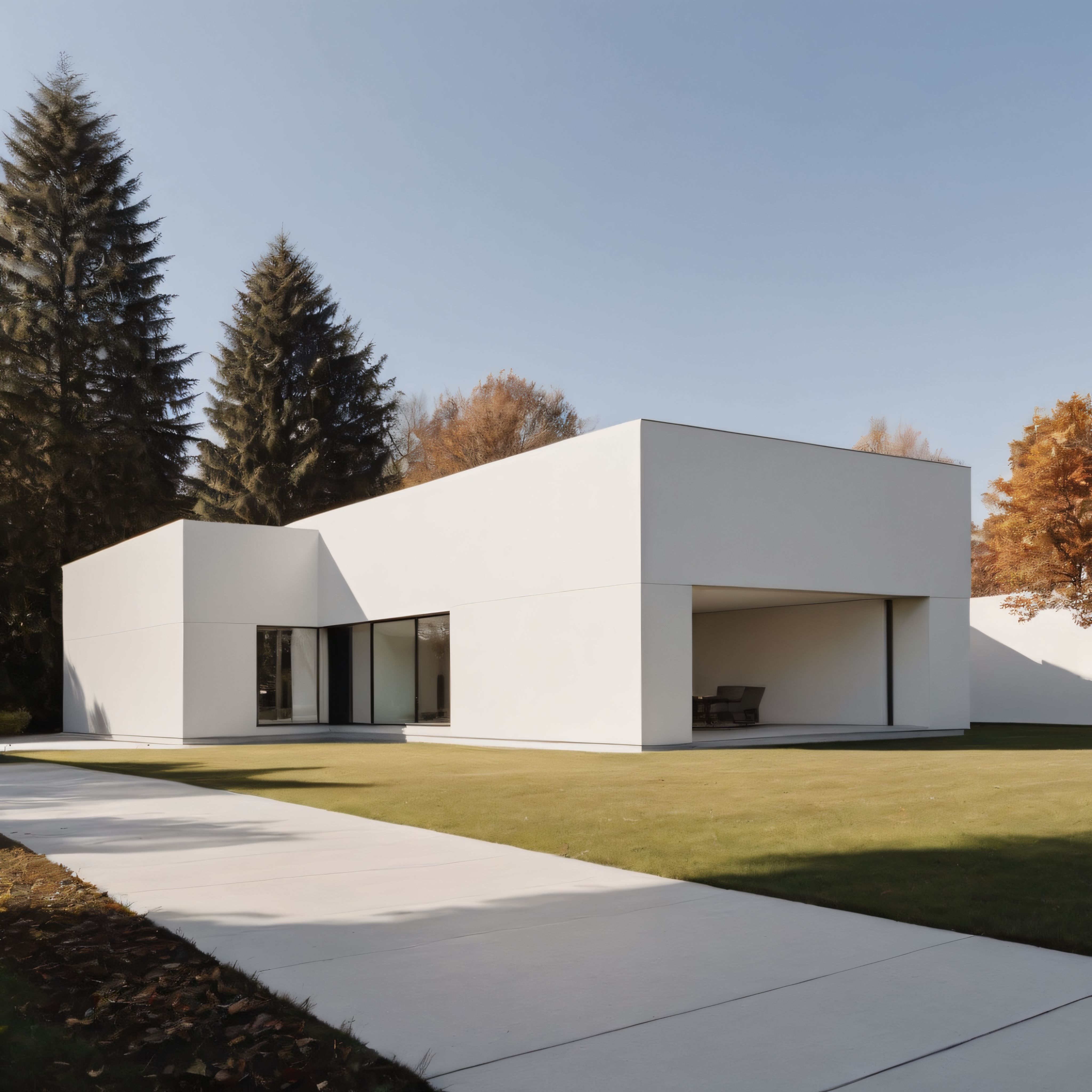 Beyaz Minimalist Villa Tasarımı: Orman Kenarında Modern Mimarinin Sakinliği