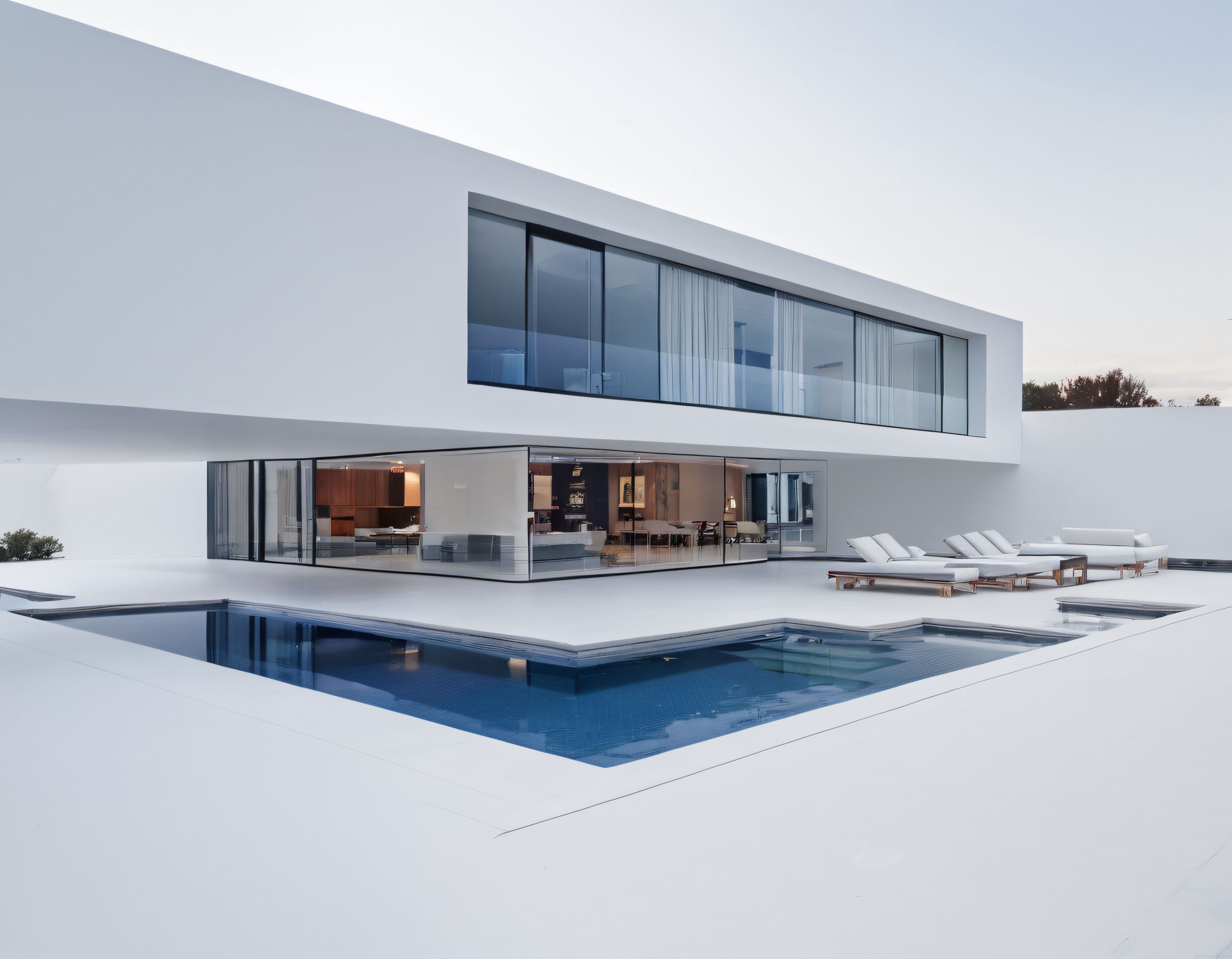 Beyaz Minimalist Villa ve Sonsuzluk Havuzu: Modern Lüks Mimari