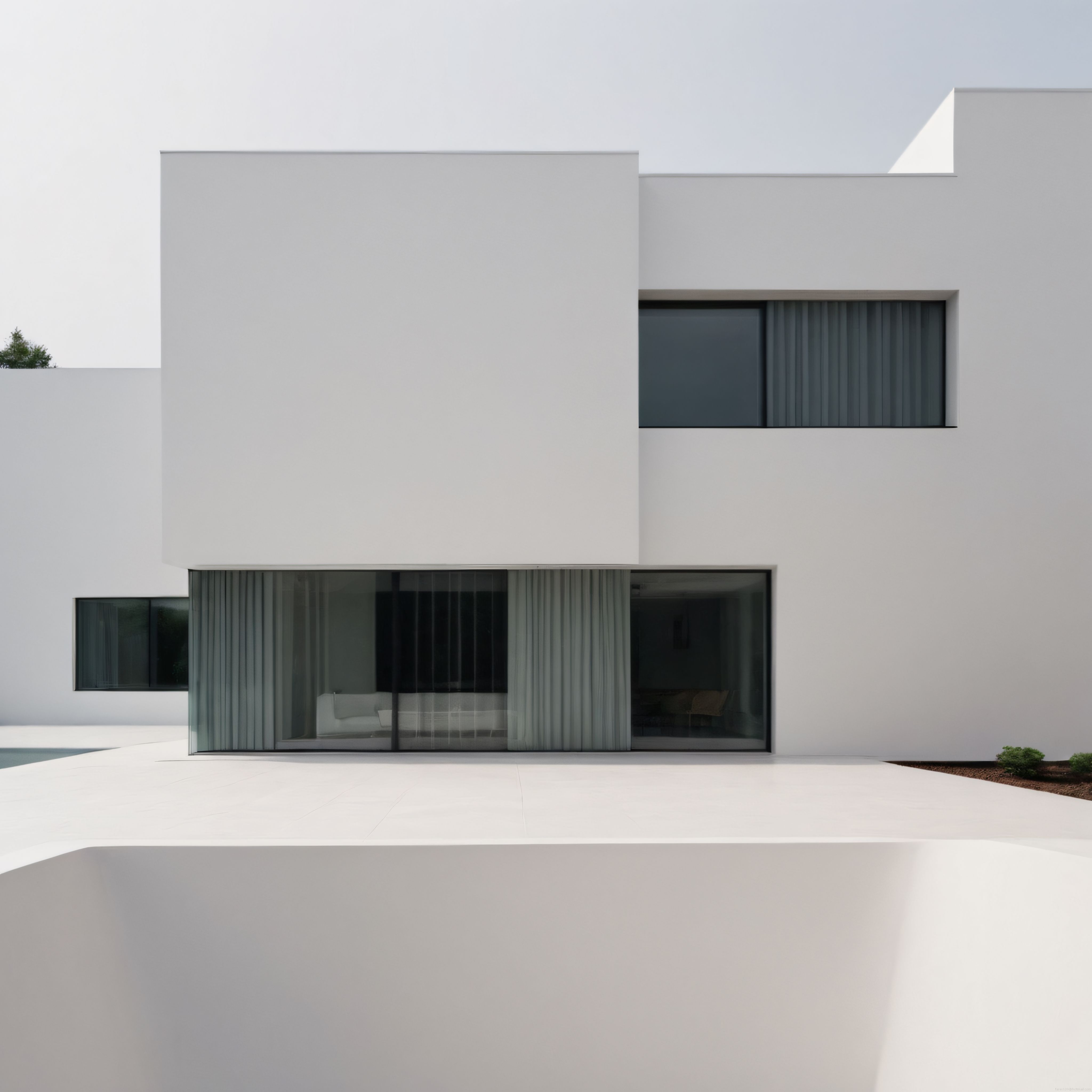Beyaz Minimalist Villa ve Yansımalı Havuzlu Çağdaş Mimari Tasarım