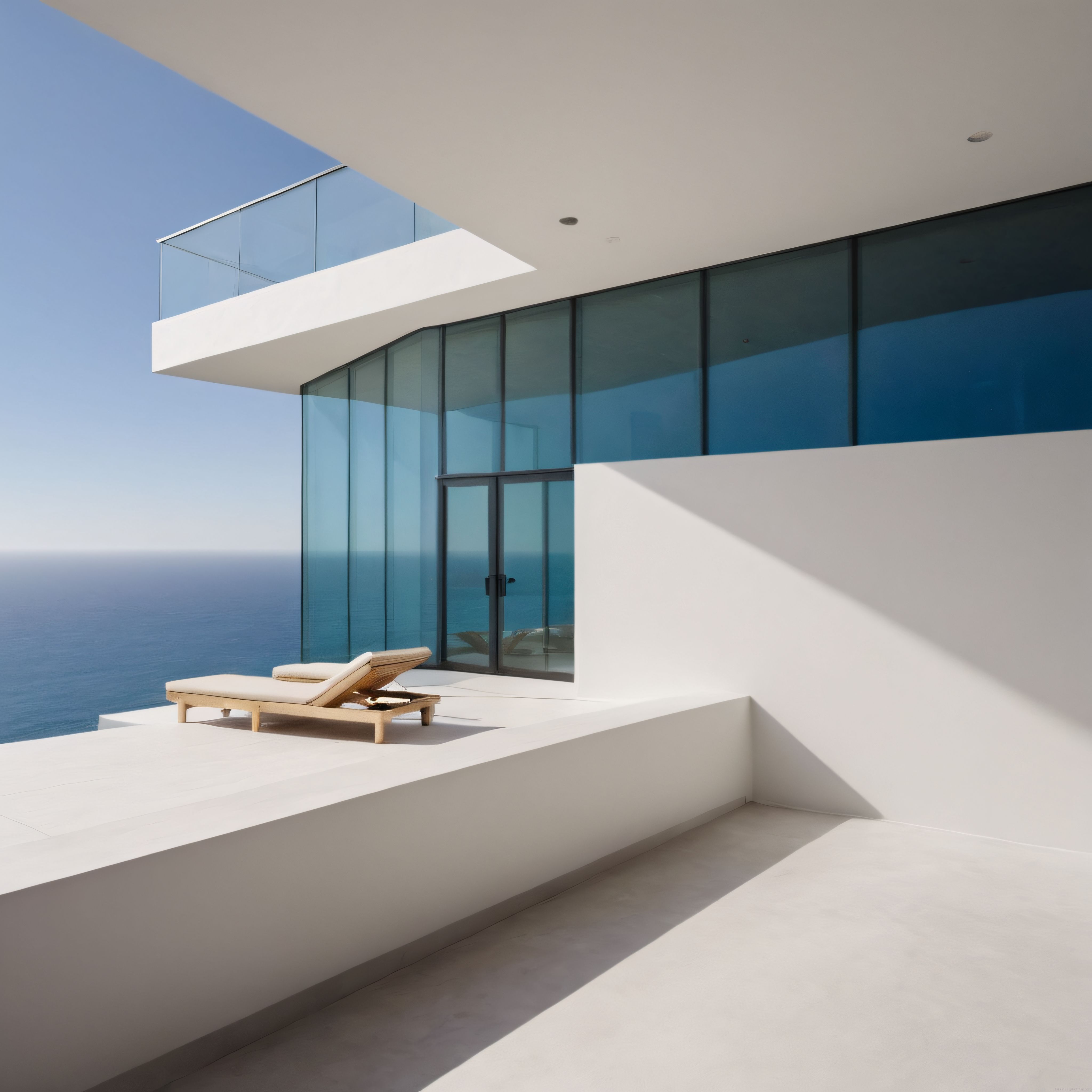 Beyaz Minimalist Villada Panoramik Deniz Manzaralı Lüks Tatil Köşesi