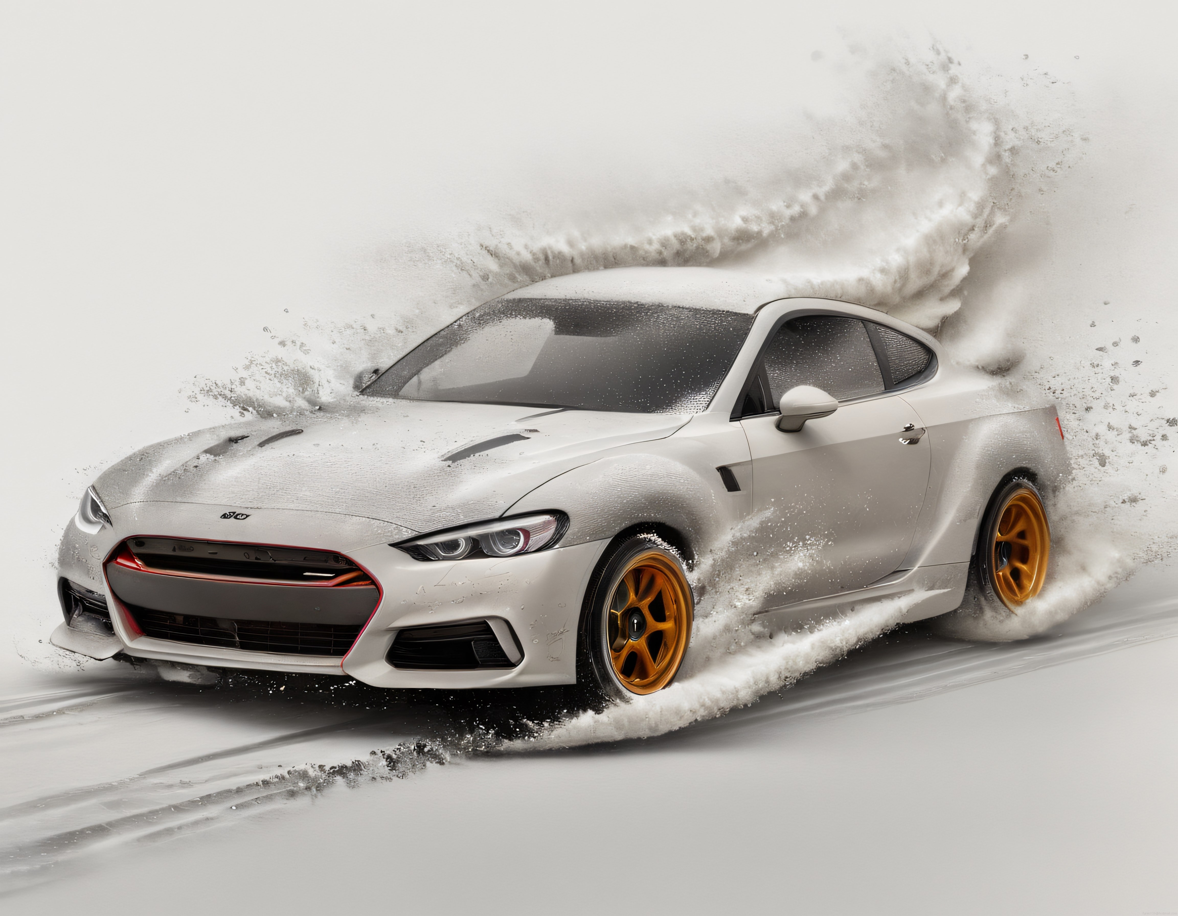 Beyaz Modifiye BMW M2 Altın Jantlarla Toz Bulutu İçinde Drift Yapıyor