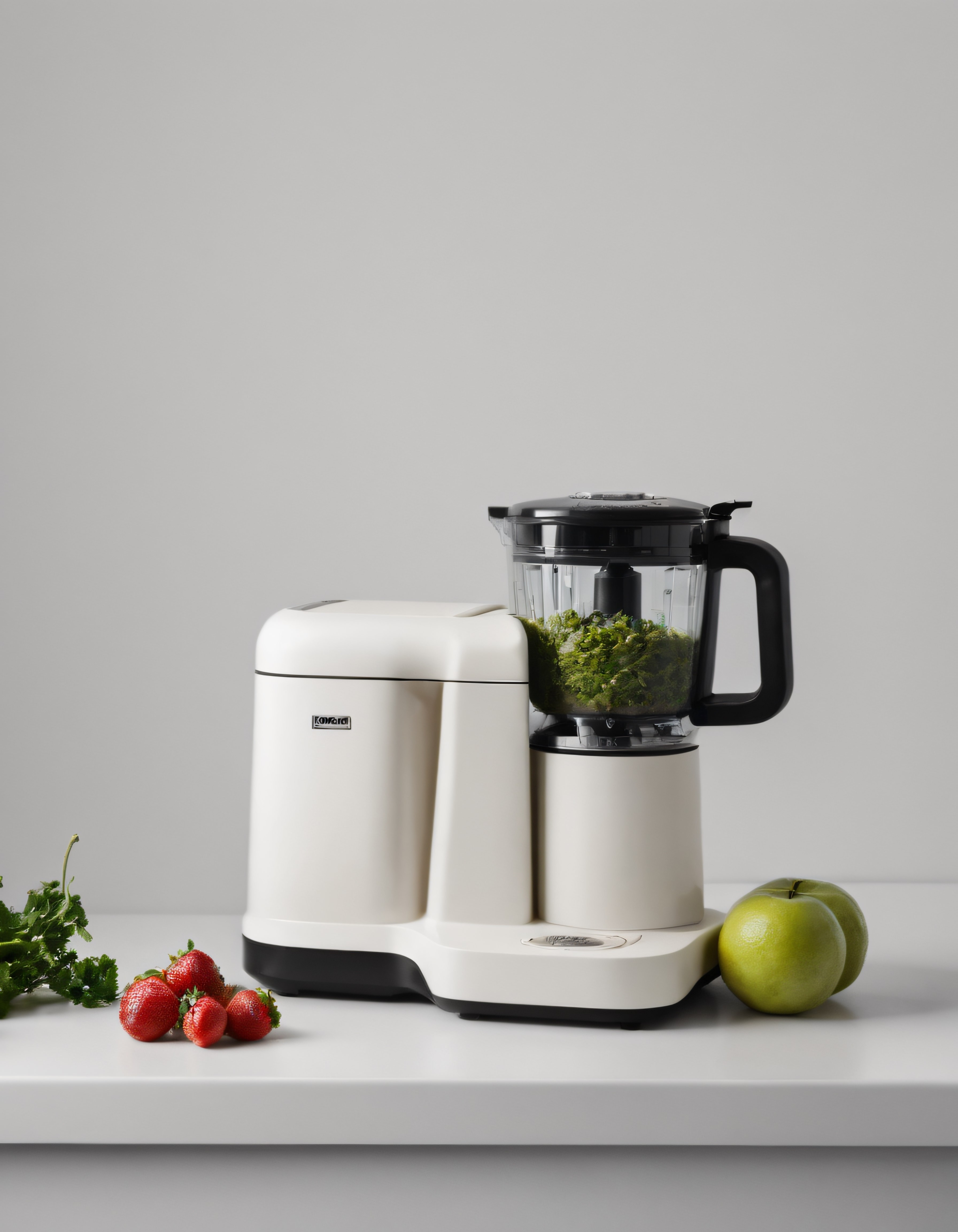 Beyaz Mutfak Robotu ve Taze Meyvelerle Sağlıklı Smoothie Hazırlığı